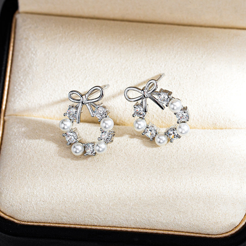 Elegant French Style Bow Pearl Stud Earrings | D3056 | Perfect for Weddings, Parties & Everyday Wear