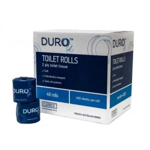 Caprice Duro Toilet Paper 48 Rolls | 400 Sheets Per Roll | Individually Wrapped | Ultra Soft & Strong Bath Tissue for Home, Office & RV Use