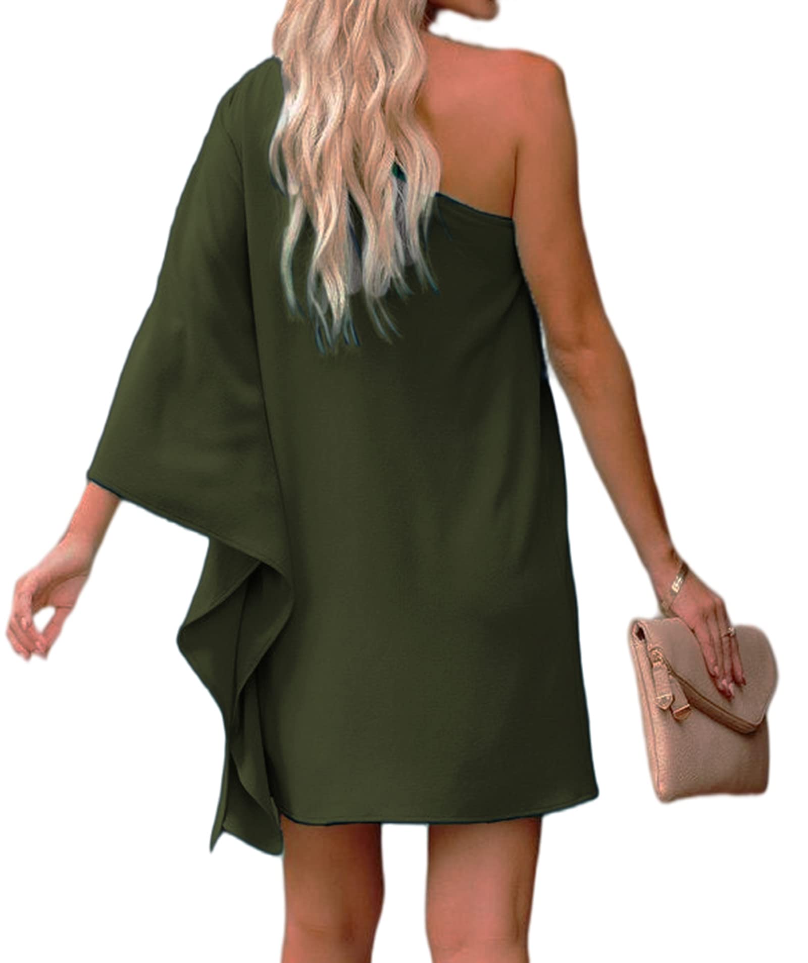 Stylish Women's One Shoulder Batwing Sleeve Dress for Summer Parties & Cocktail Events | Casual Clubwear & Night Out Outfit