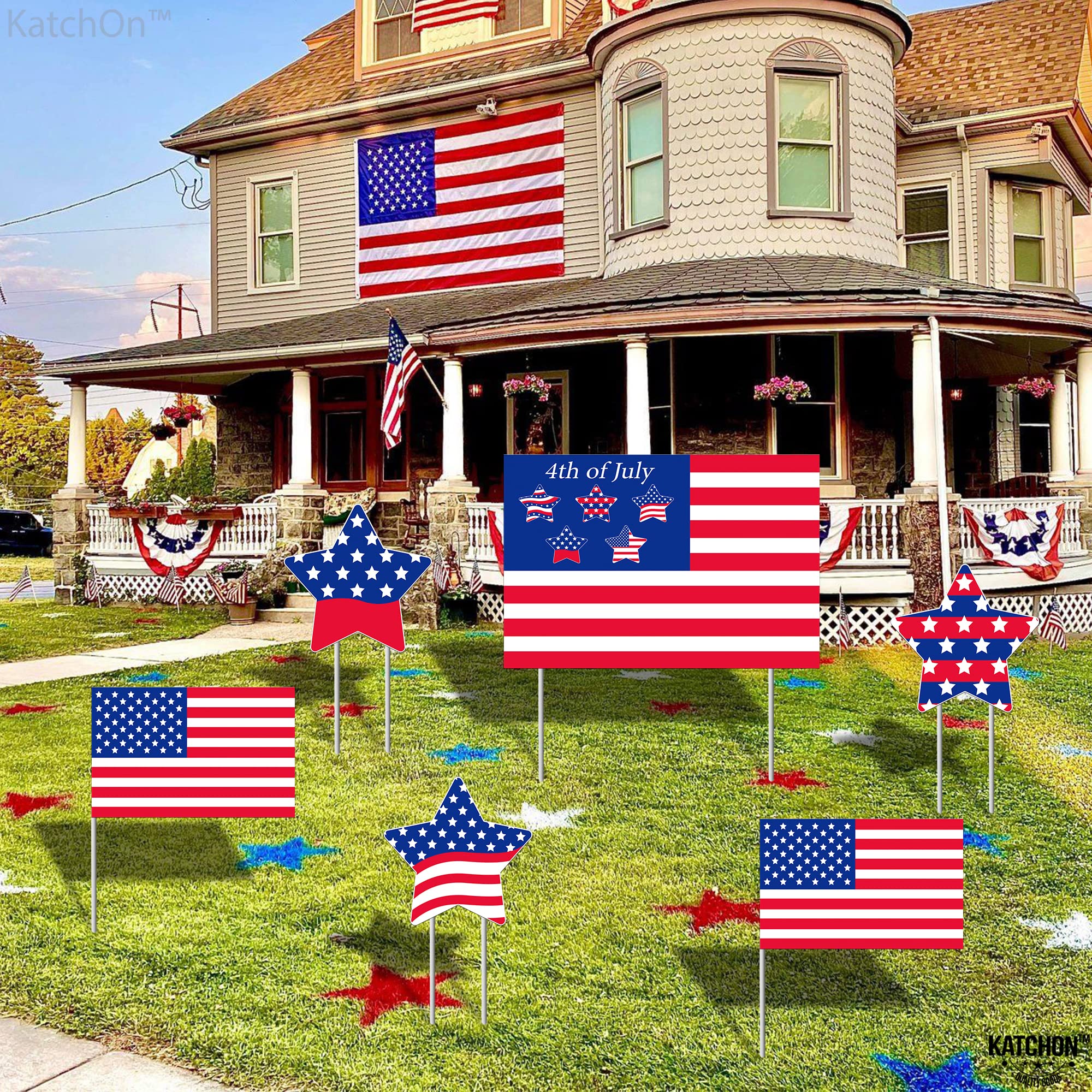 4th of July Yard Signs with Stakes - Patriotic Outdoor Decorations for Independence Day | USA Flag Lawn & Garden Decor | Perfect for Backyard, Front Yard & Party Celebrations