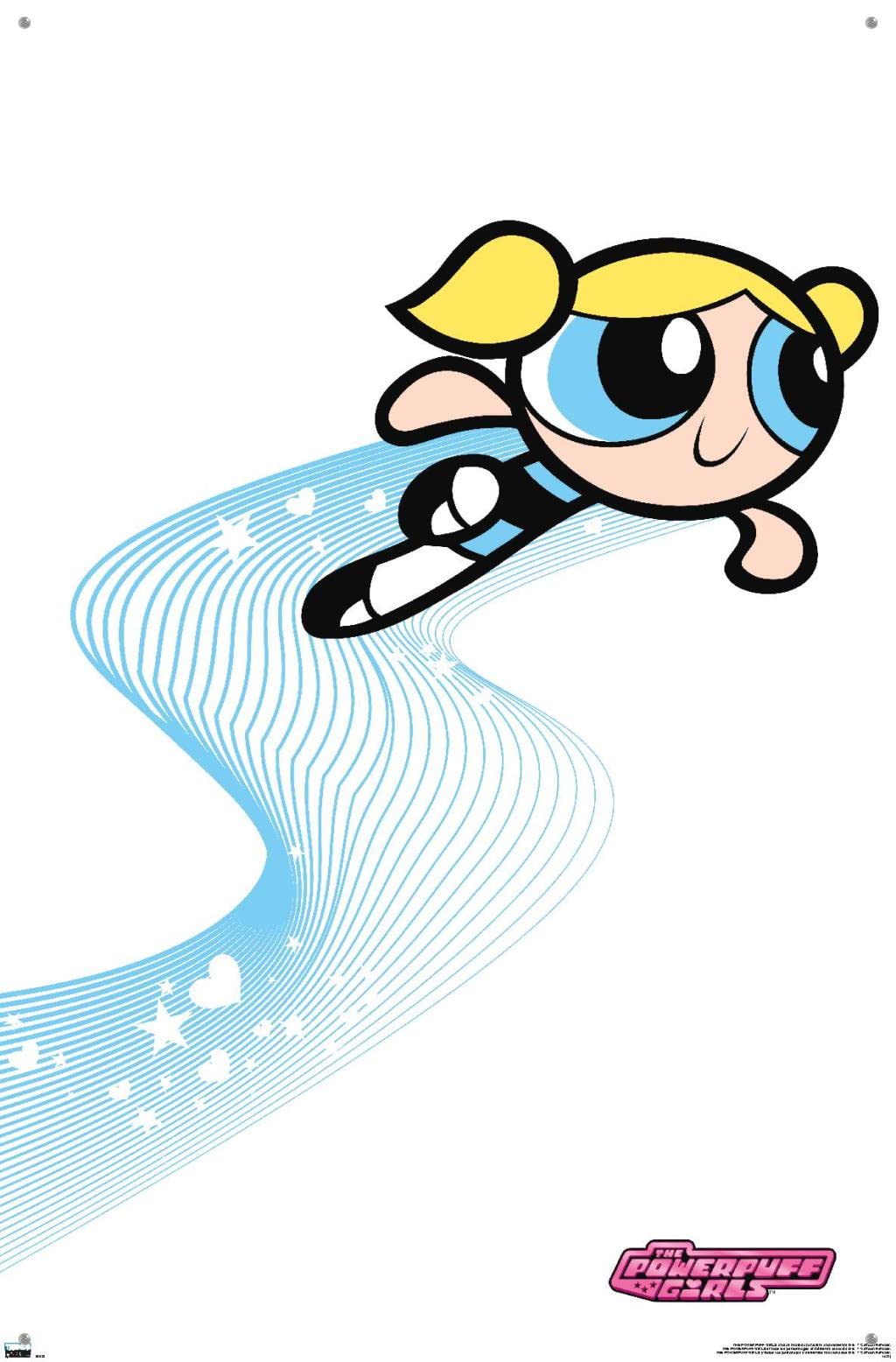The Powerpuff Girls - Bubbles Heart Lines Wall Poster with Pushpins | Cartoon Decor for Kids Room, Bedroom & Office | Perfect Gift for Fans