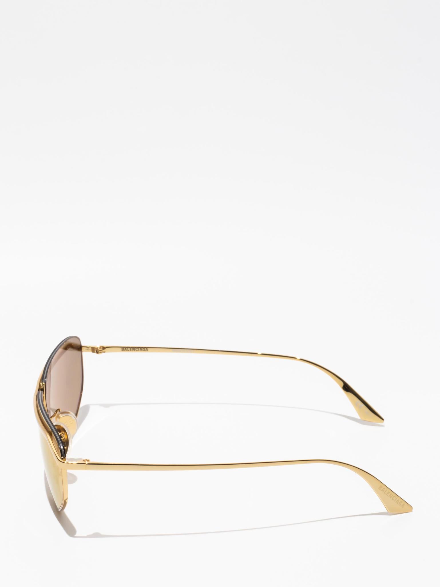 BALENCIAGA Oval Sunglasses BB0138S 003 - Gold Frame Luxury Designer Shades for Women & Men | UV Protection, Fashion Statement for Beach, Driving & Outdoor Activities