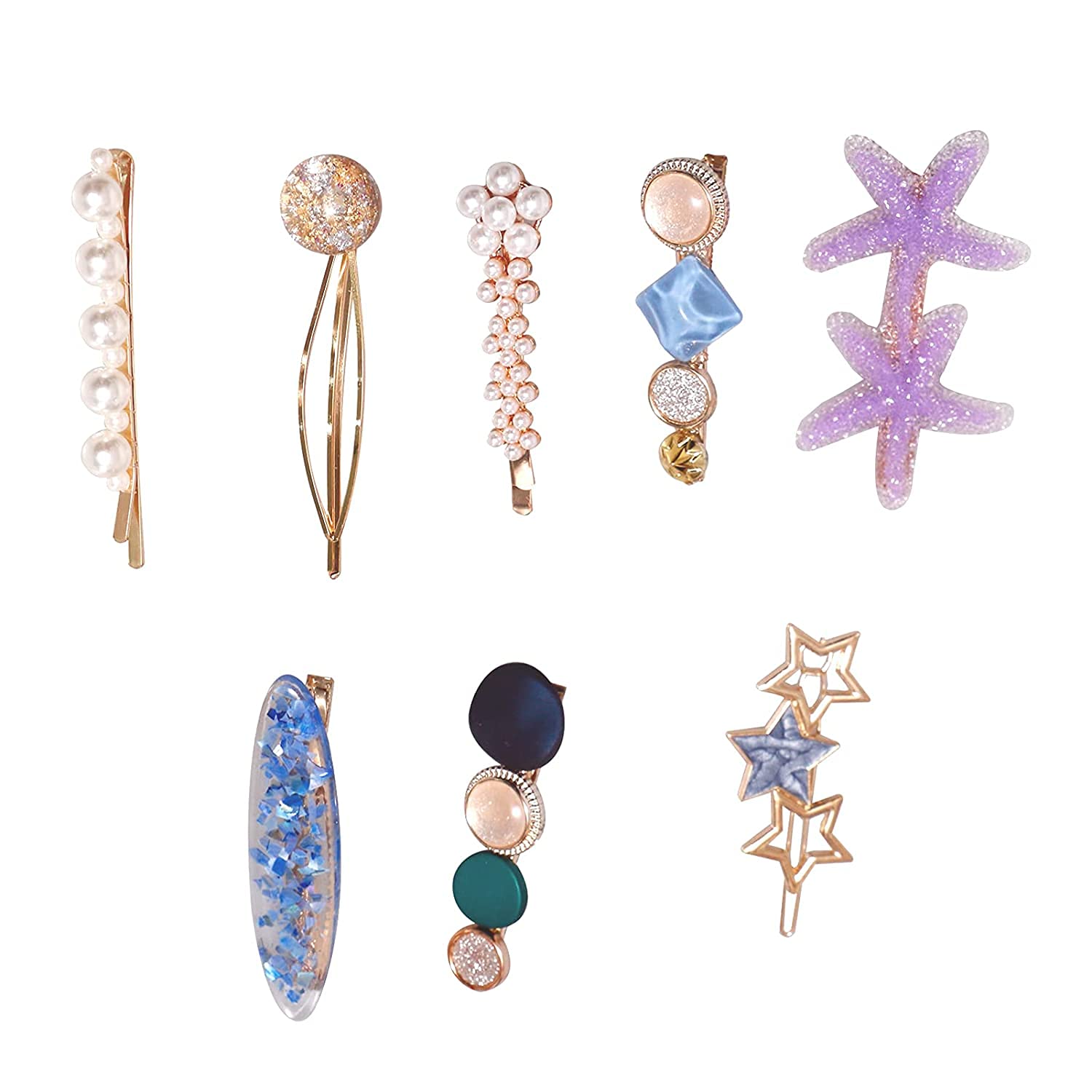 APSAMBR - Elegant Pearl Hair Barrettes Set for Women & Girls, Acrylic Resin Hair Clips with Bows, Bling Hairpins & Hair Ties - Perfect for Birthday, Valentine's Day Gifts & Special Occasions - Great for Weddings, Parties & Everyday Hair Accessories