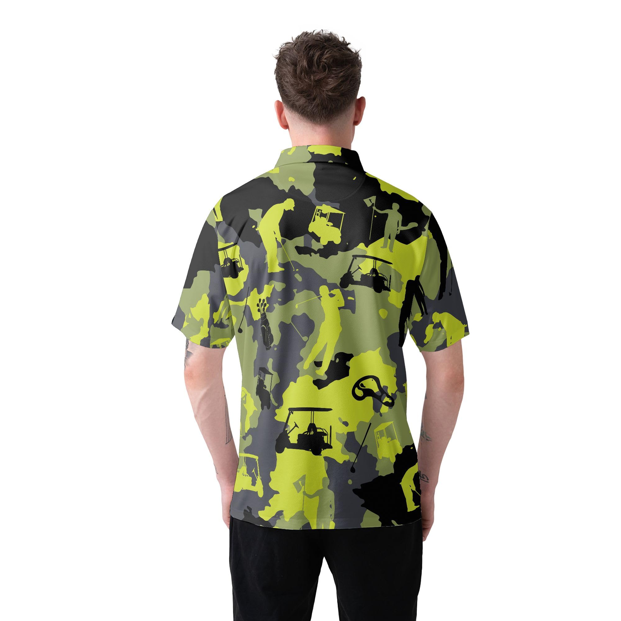 HYPERFAVOR Men's Camo Golf Shirts - Quick-Dry Short Sleeve Camouflage Polo Shirts for Golf & Outdoor Activities | Perfect for Golfing, Hiking, and Casual Wear