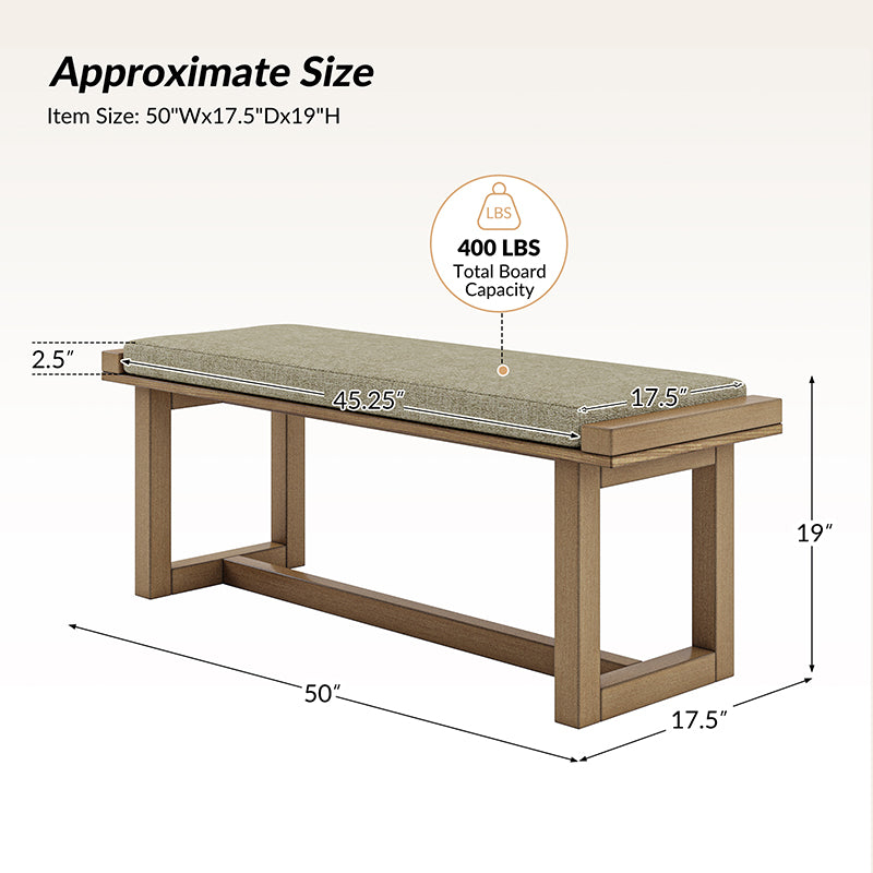 Modern Dining Bench with Solid Wood Frame - Stylish & Durable Seating for Kitchen, Dining Room, or Breakfast Nook - Perfect for Small Spaces & Family Gatherings