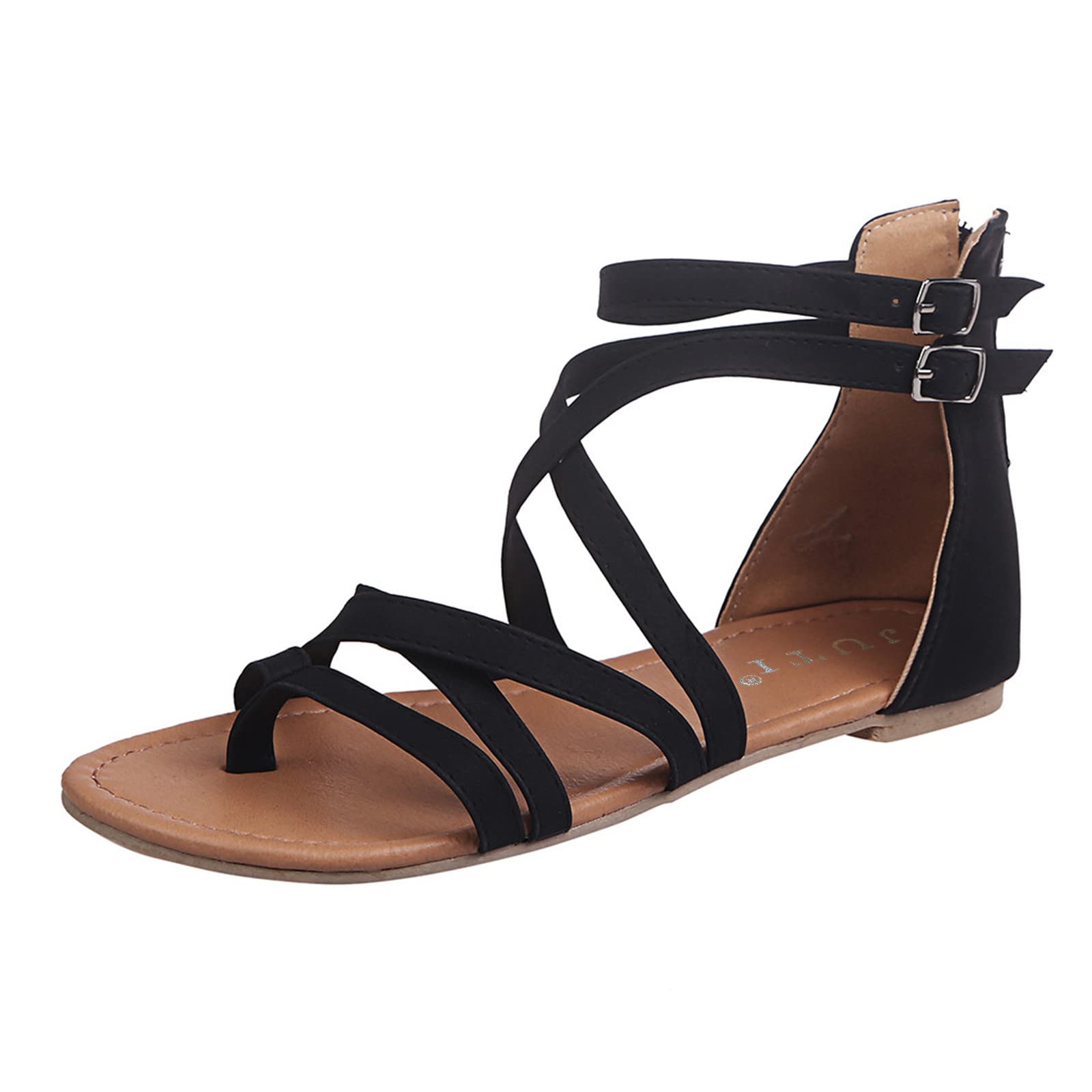 Women's Summer Fashion Sandals - Flat Peep Toe Casual Shoes for Ladies (Black, Size 7) | Perfect for Beach, Vacation & Everyday Wear