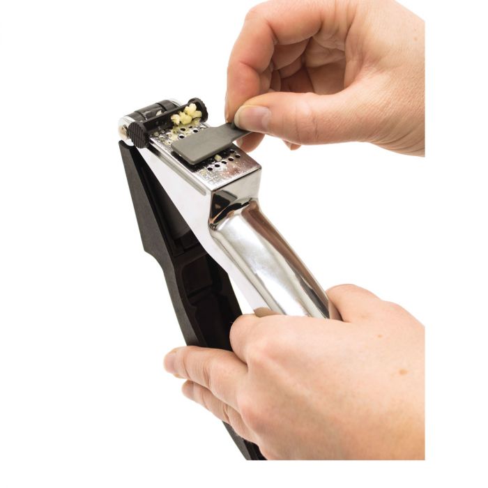 STARFRIT 2-in-1 Garlic Press and Cutter - Stainless Steel Garlic Mincer & Chopper with Easy Clean Design - Perfect for Cooking, Meal Prep, and Professional Kitchens