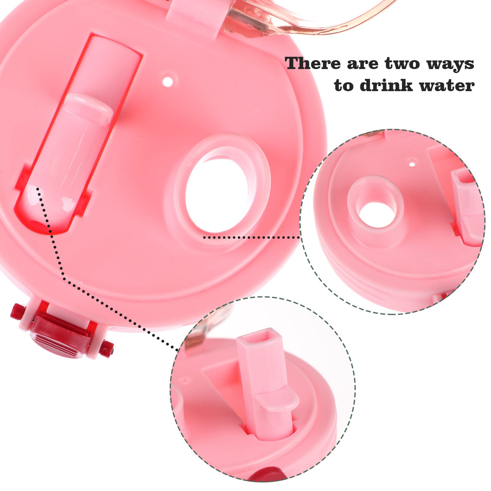 44oz Cute Water Bottle with Straw & Adjustable Strap - Leakproof Kawaii Pot Belly Bottle for Kids & Adults - BPA Free Transparent Juice Jug for School, Gym, Hiking & Outdoor Activities