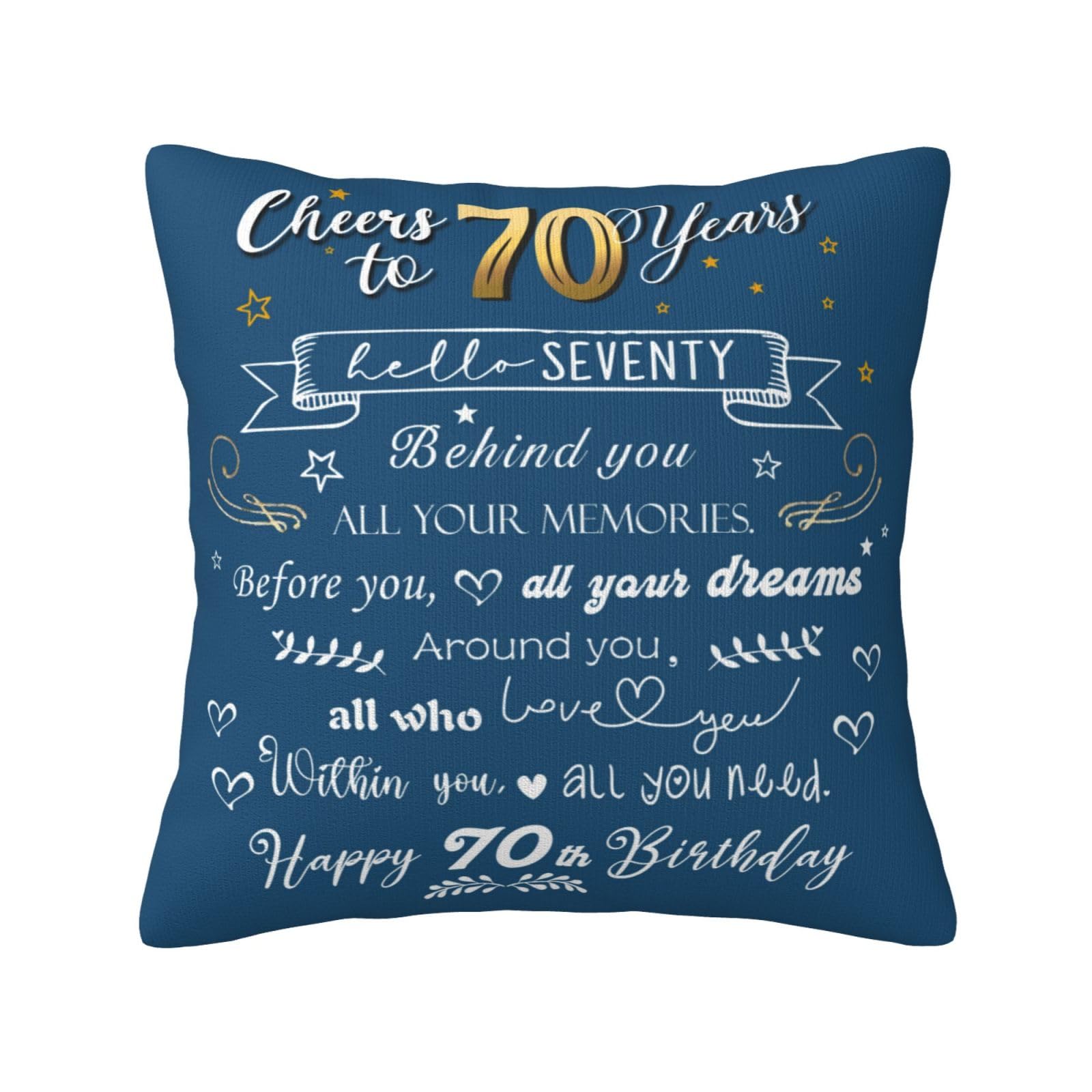 70th Birthday Decorations 1955 - Blue Throw Pillow Covers 18x18 inches - Perfect for Women & Men's 70 Year Old Birthday Party Gifts - Great for Home Decor, Living Room Accents & Milestone Celebrations