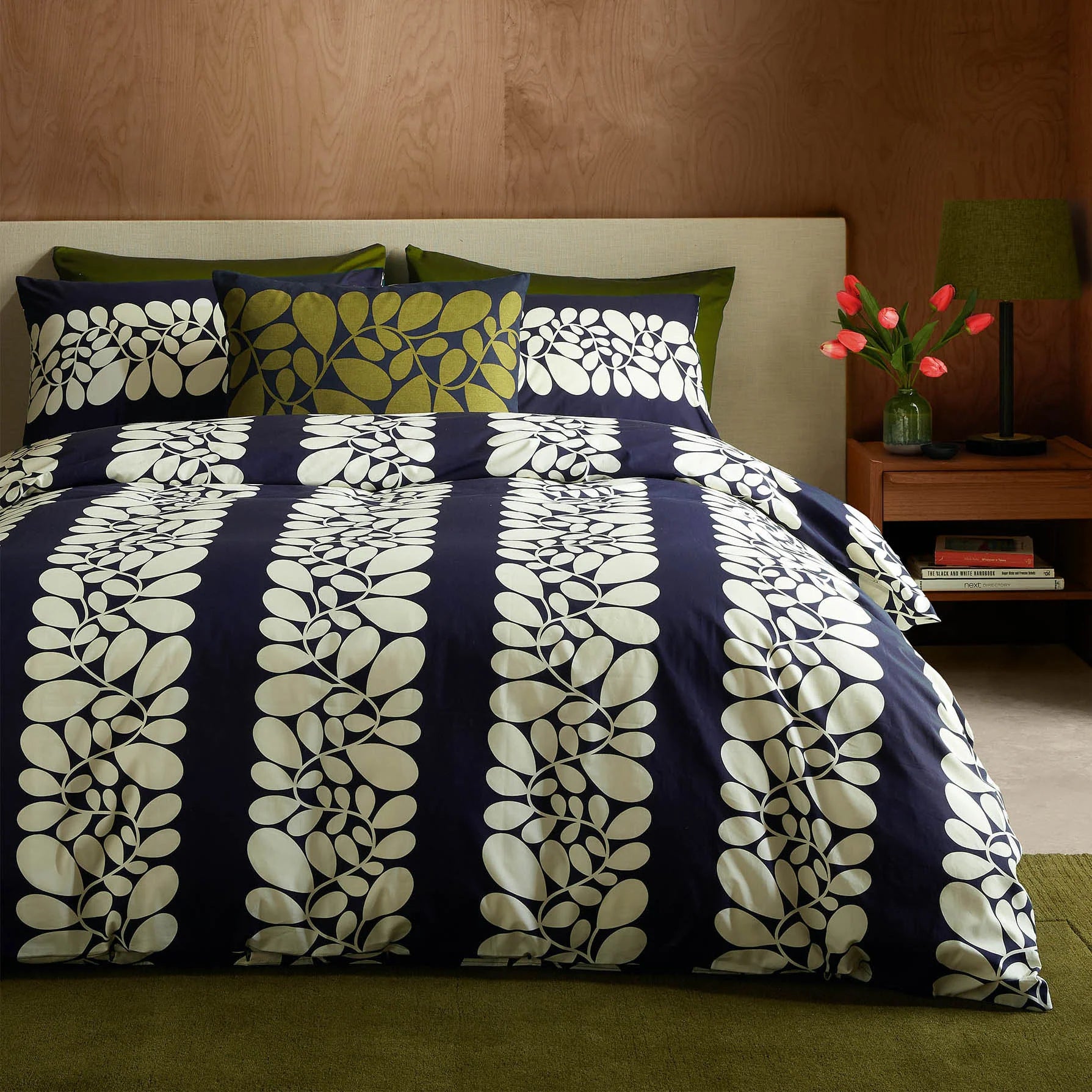 Orla Kiely Sycamore Stripe Duvet Cover Set - Space Blue | Modern Bedding Collection for Cozy Bedrooms | Perfect for Master Bedroom, Guest Room & Dorm Decor