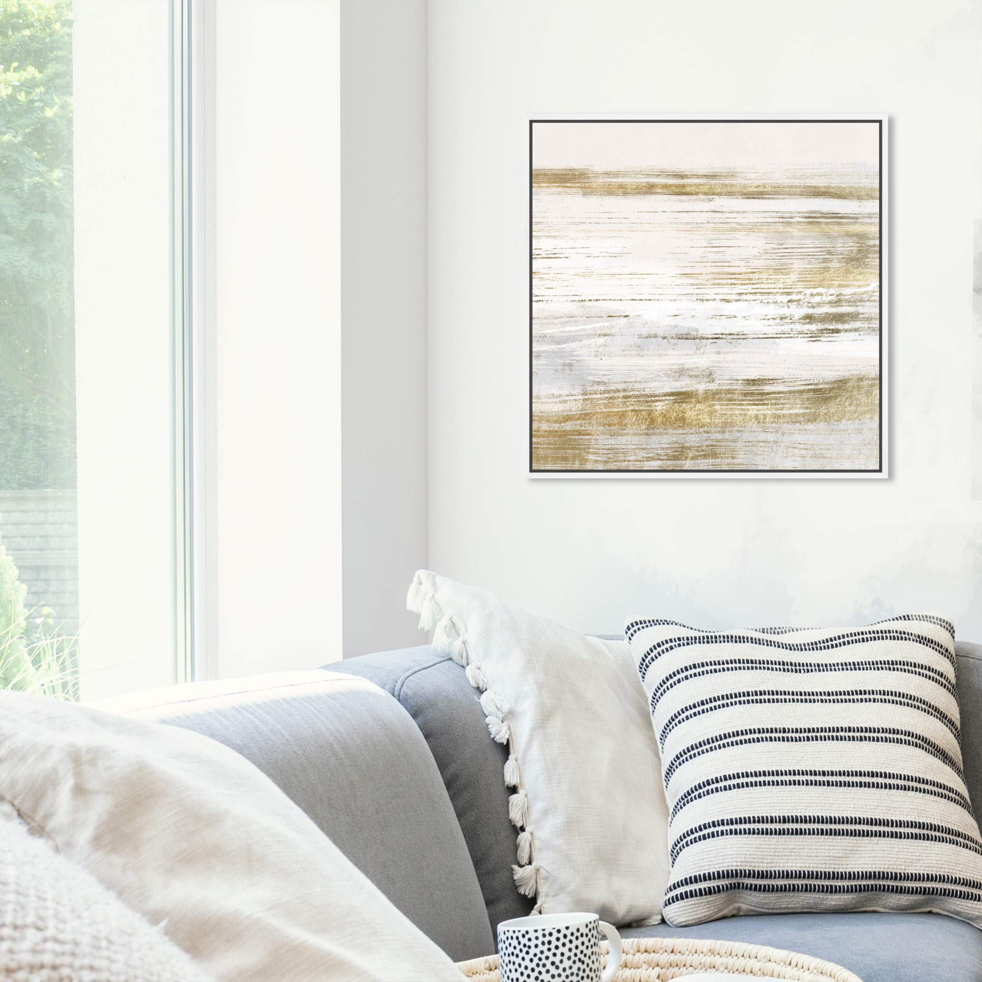 Blush Romance Gold Abstract Wall Art Canvas Print - 20x20 Inch White Framed Home Decor by Oliver Gal Artist Co. | Perfect for Living Room, Bedroom & Office Decor