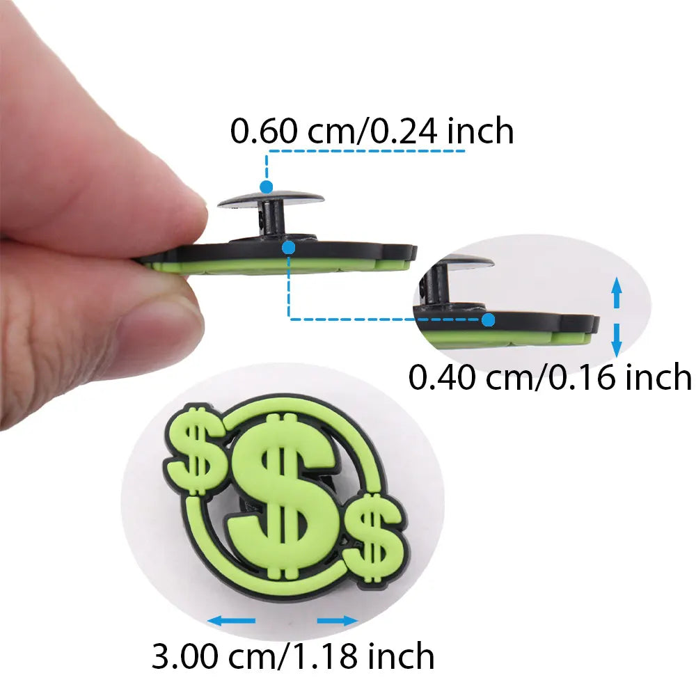 New 1pc Money Themed PVC Shoe Charms - Financial Freedom Decor for Slippers, Clogs & DIY Wristbands - Perfect for Crafting, Shoe Decoration & Festival Accessories