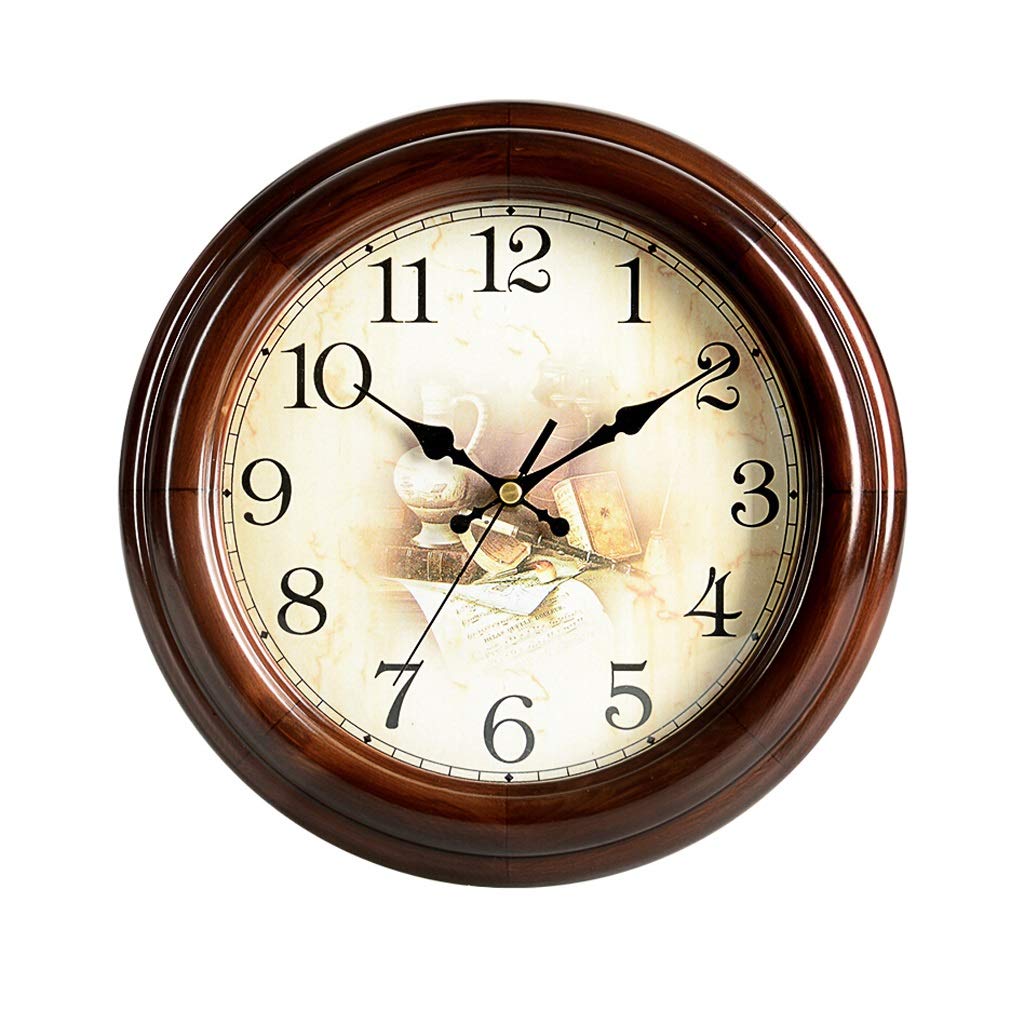 Vintage Round Wooden Wall Clock - Silent Quartz Movement, Retro European Style Home Decor for Living Room, Bedroom, Office (26cm, Brown) - Perfect for Farmhouse, Boho & Rustic Interior Design