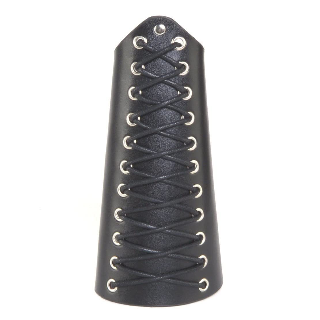 NauticalMart Unisex Faux Leather Gauntlet Wristband - Wide Bracer Arm Armor Cuff for Cosplay, Renaissance Fairs & Gothic Fashion (Black)