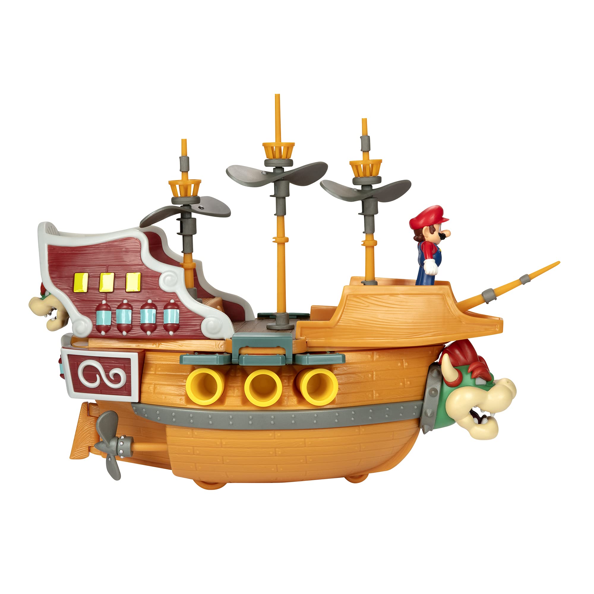 Super Mario Deluxe Playset - Bowser's Airship Toy for Kids | Nintendo Licensed Action Figure Playset | Perfect for Birthday Gifts & Mario Themed Parties
