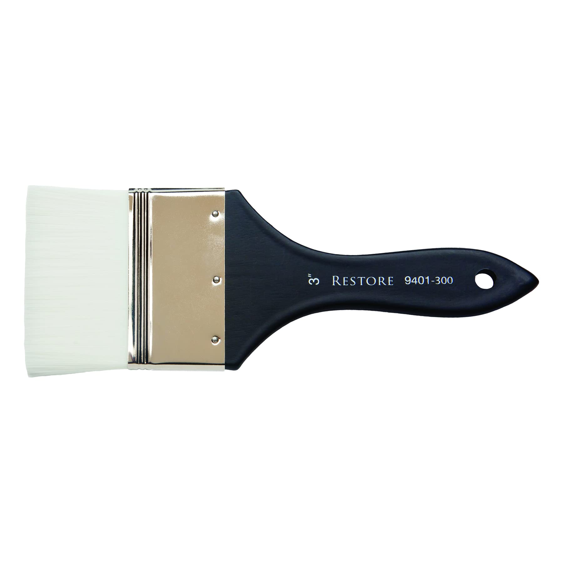 Escoda Restore Premium Synthetic Brush for Chalk & Wax Painting - 3 Inch Flat Wash Brush - White Bristles - Perfect for DIY Home Decor & Furniture Painting Projects
