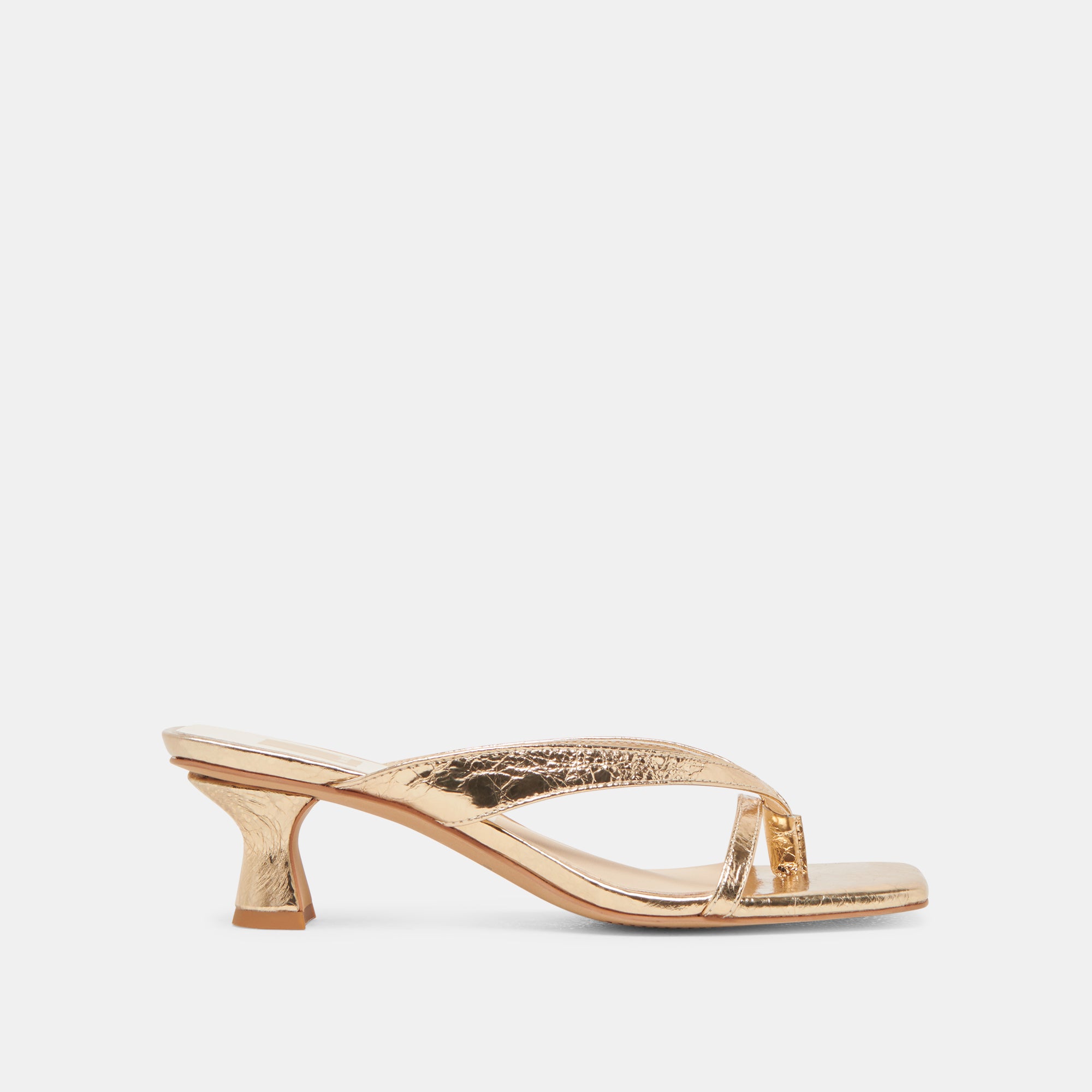 BREVEL Women's Gold Distressed Leather Heels - Stylish High Heels for Parties, Weddings & Evening Events