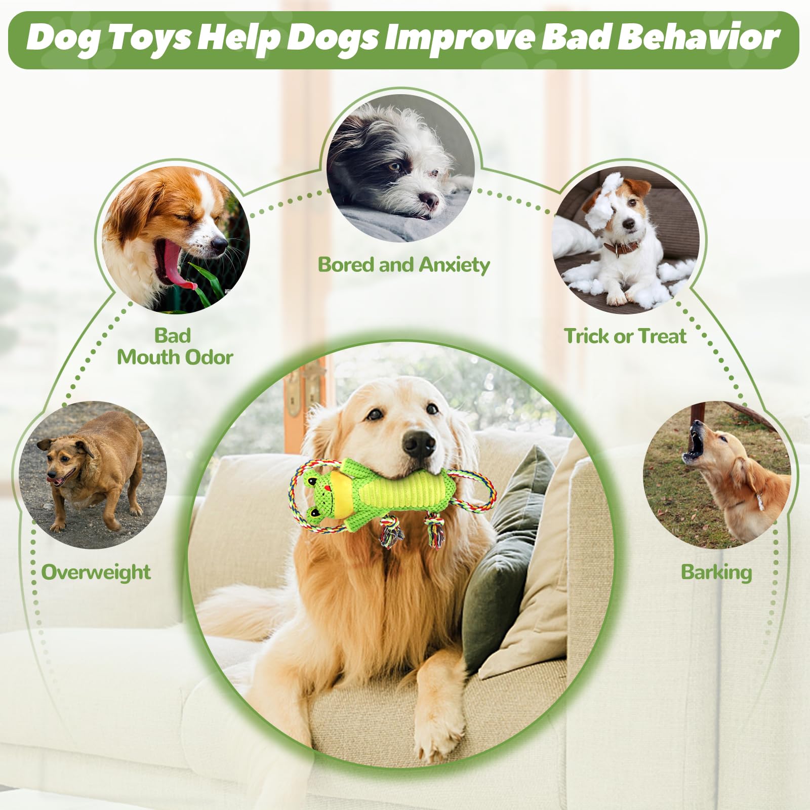 **Squeaky Plush Dog Toys with Crinkle Paper & Rope - Interactive Chew Toys for Small, Medium & Large Dogs - Perfect for Playtime, Training & Teething Relief**