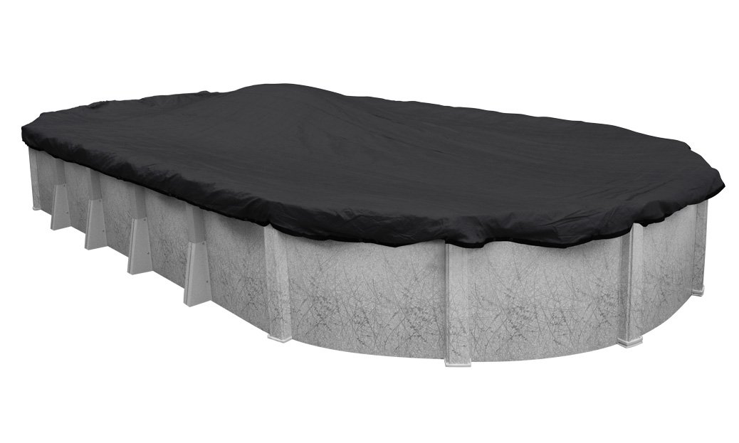 Pool Mate 381840-PM Black Mesh Winter Cover for Oval Above Ground Swimming Pool, 18 x 40 Feet - Durable Protection Against Leaves & Debris for Winter Storage