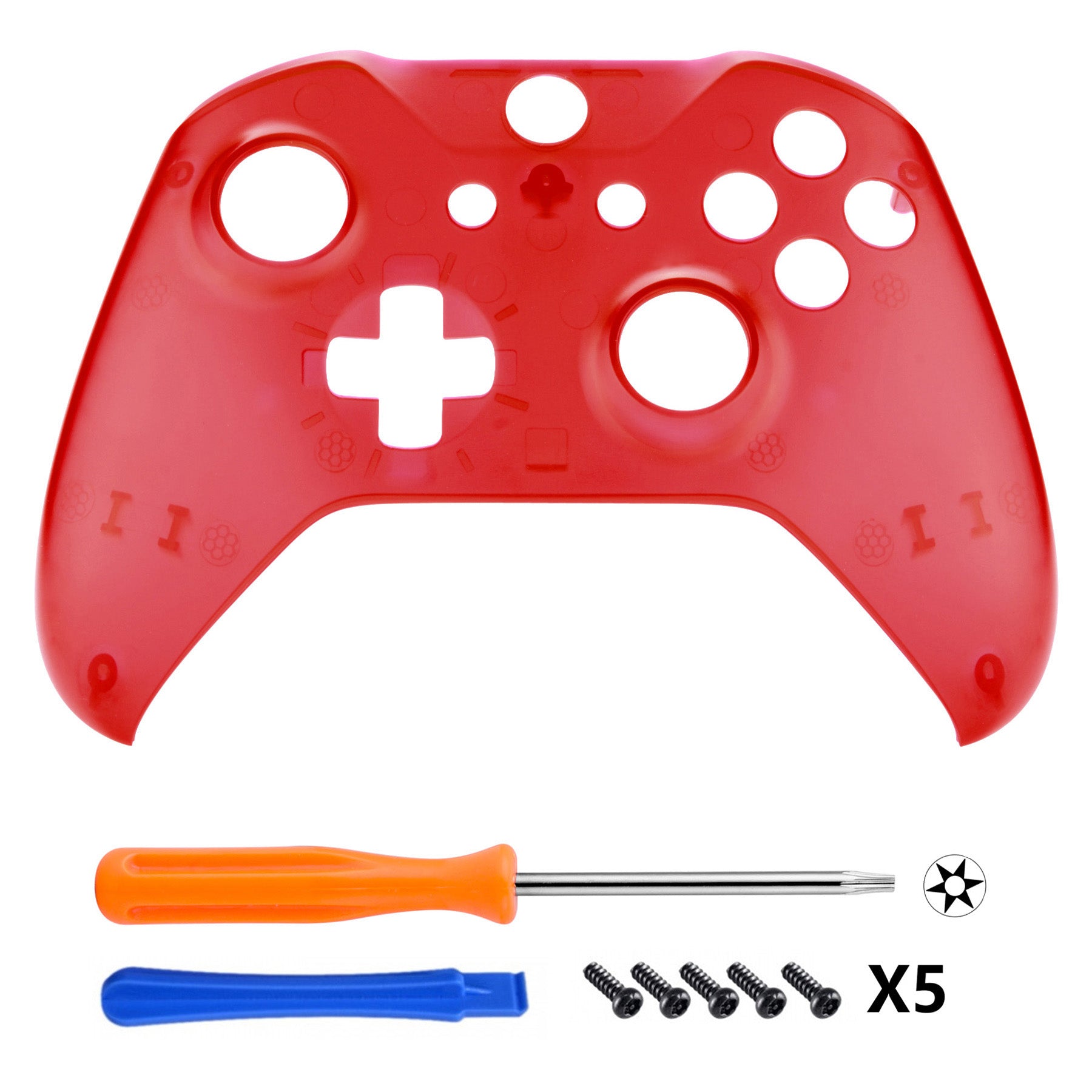 eXtremeRate Solid Clear Red Replacement Housing Shell for Microsoft Xbox One X & One S Controller - Durable Repair Part for Gaming Enthusiasts | Perfect for Controller Customization & Modding Projects