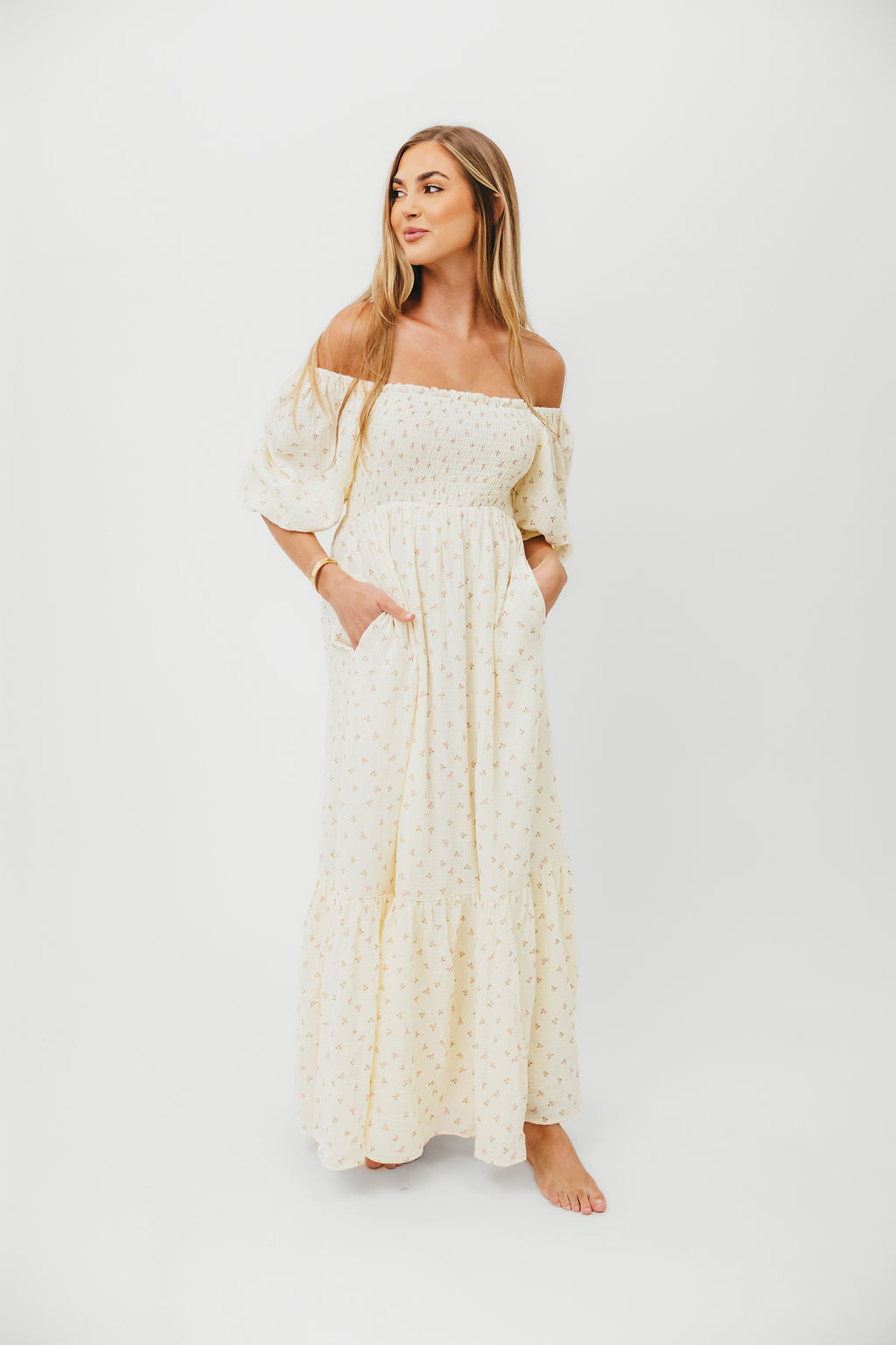 Livvy 100% Cotton Maxi Dress - Petite Pink Floral Print, Women's Summer Casual Flowy Long Dress for Beach, Vacation & Outdoor Activities