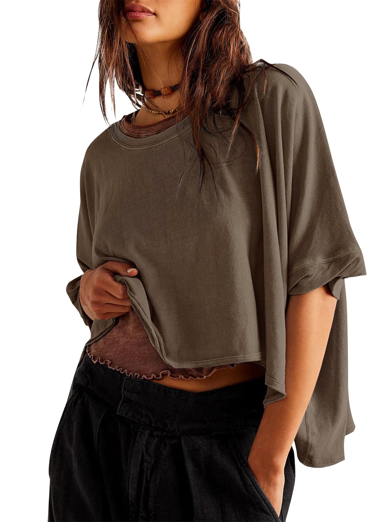 YKR Women's Summer Crop Tops - Oversized Loose Fit Casual T-Shirts | Trendy 2025 Fashion | Perfect for Beach, Vacation & Everyday Wear