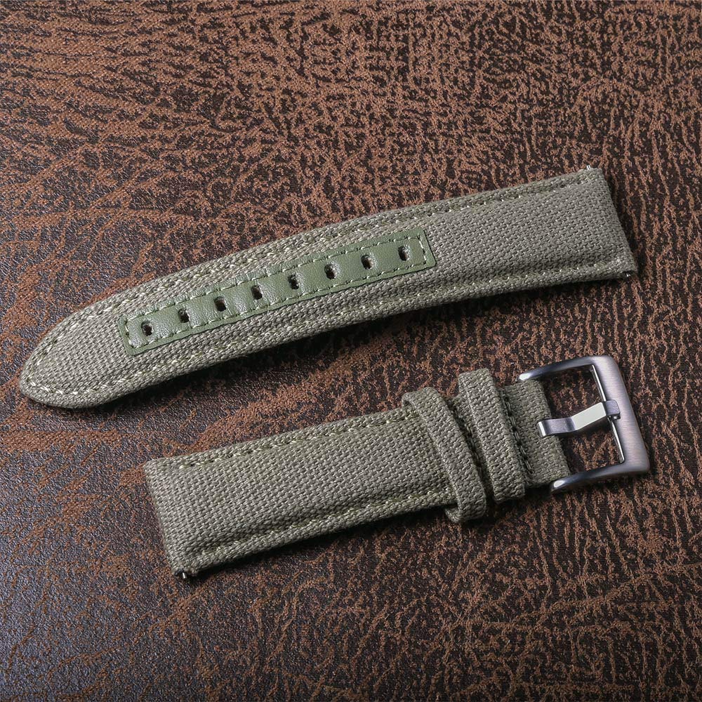 Hemsut Canvas Watch Bands for Men - 18mm Quick Release Military Watch Strap Replacement - Durable Fabric Watch Accessories for Outdoor, Casual & Everyday Wear