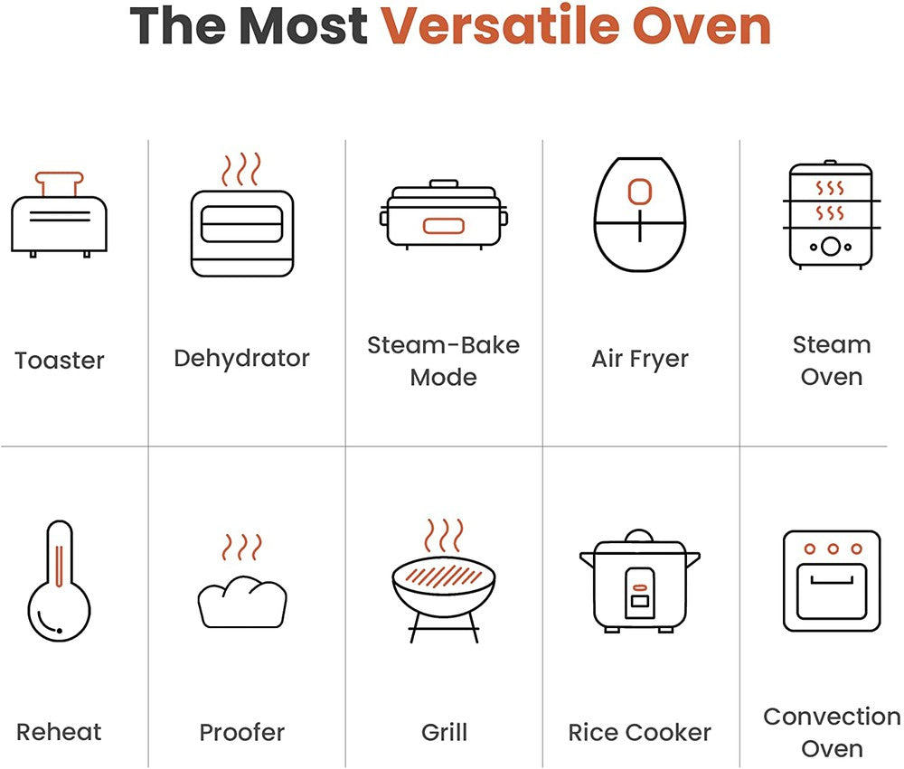 Fotile Chefcubii 4-in-1 Countertop Convection Steam Combi Oven with Air Fryer (HYZK26 E1) - Perfect for Baking, Roasting, Steaming & Air Frying in Small Kitchens