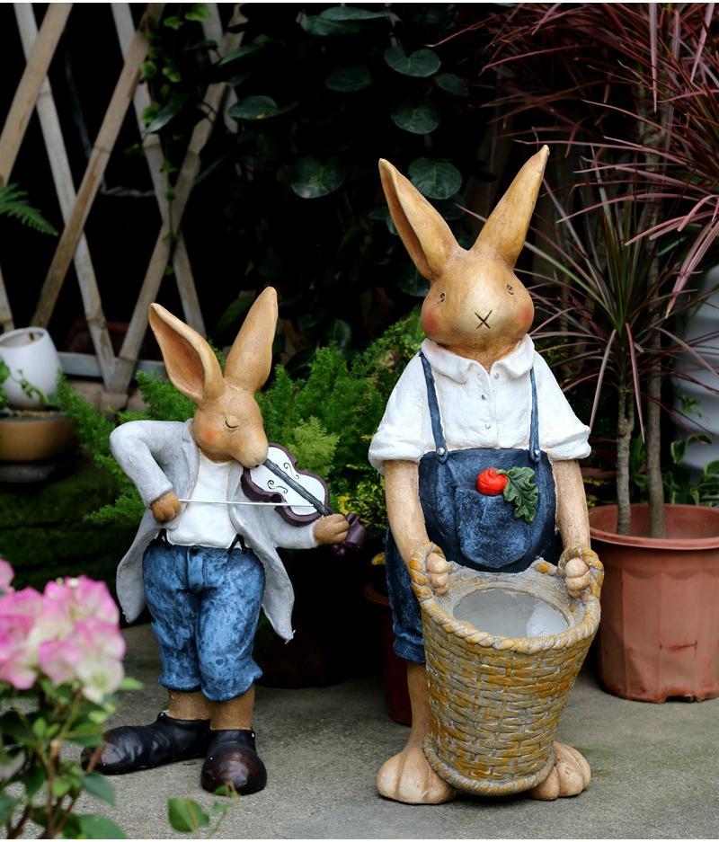 Large Rabbit Statue for Garden - Bunny Flower Pot Outdoor Decor, Villa Courtyard Ornament | Perfect Gardening Gift & Housewarming Present for Patio, Lawn & Backyard Decorations