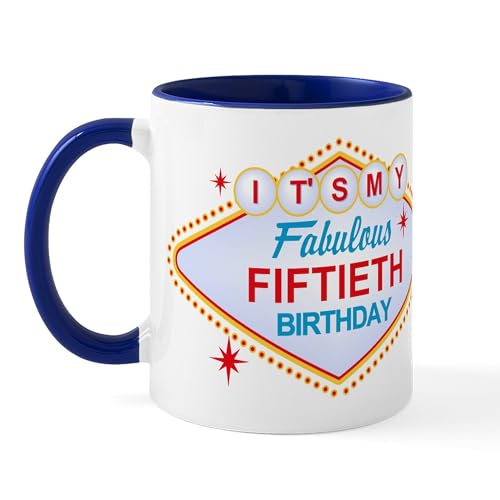 White/Navy Inside - Las Vegas Birthday 50 Mug