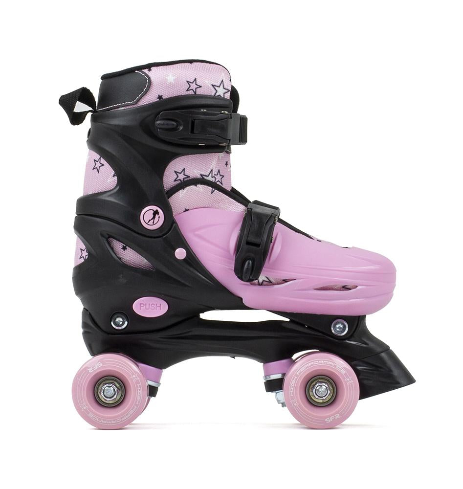 SFR Nebula Kids Adjustable Roller Skates for Boys & Girls - Black Pink - Perfect for Outdoor Play, Birthday Gifts & Skate Park Fun