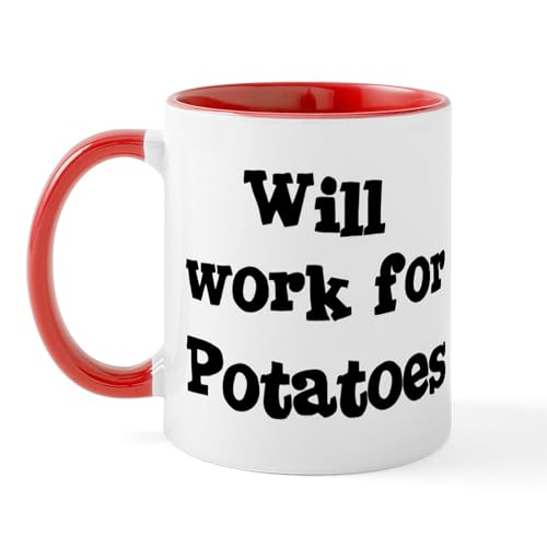 White/Red Inside - Will Work For Potatoes Mug