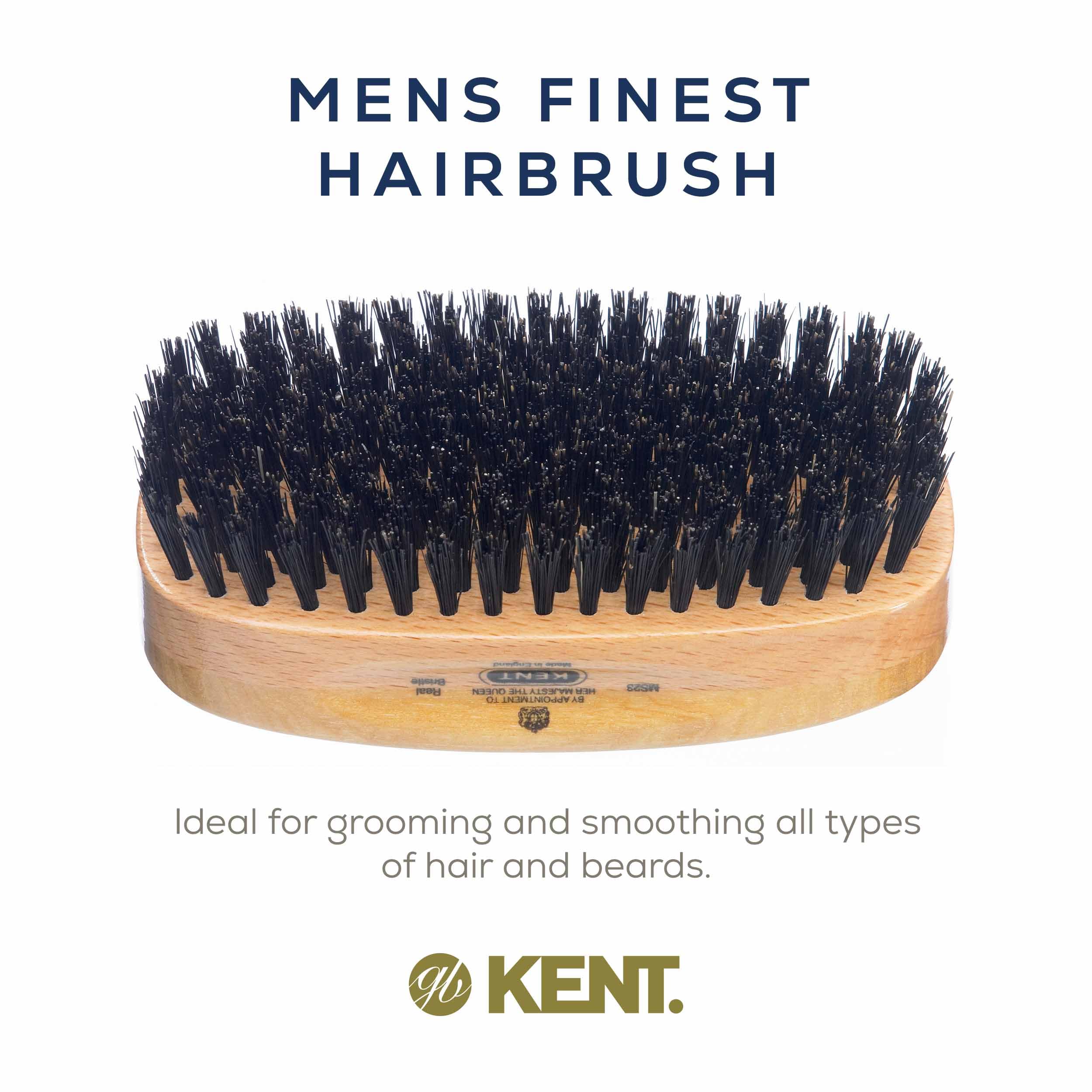 Kent Military Satinwood/Beechwood Hair Brush with Pure Black Bristles - Men's 360 Wave Brush & Hair Care Kit for Smooth Waves & Healthy Scalp | Perfect for Styling, Grooming & Daily Hair Maintenance
