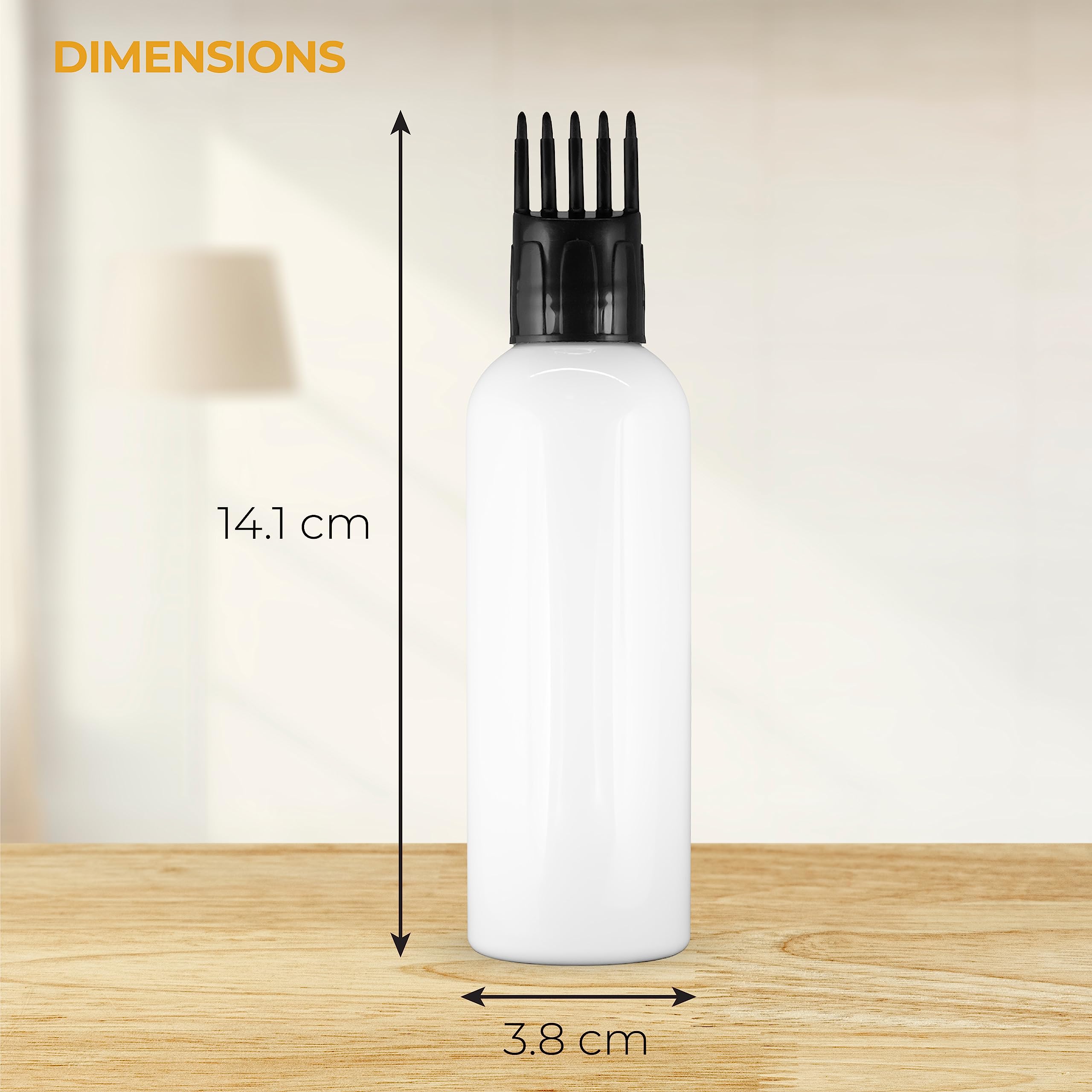 Empty Cylindrical Applicator Bottle for Hair Oil, Shampoo, Medicine & Dye - 1oz Root Comb Brush Bottle with Transparent Design (White, PC Material) - Perfect for Salon, Home Hair Care & DIY Beauty Products