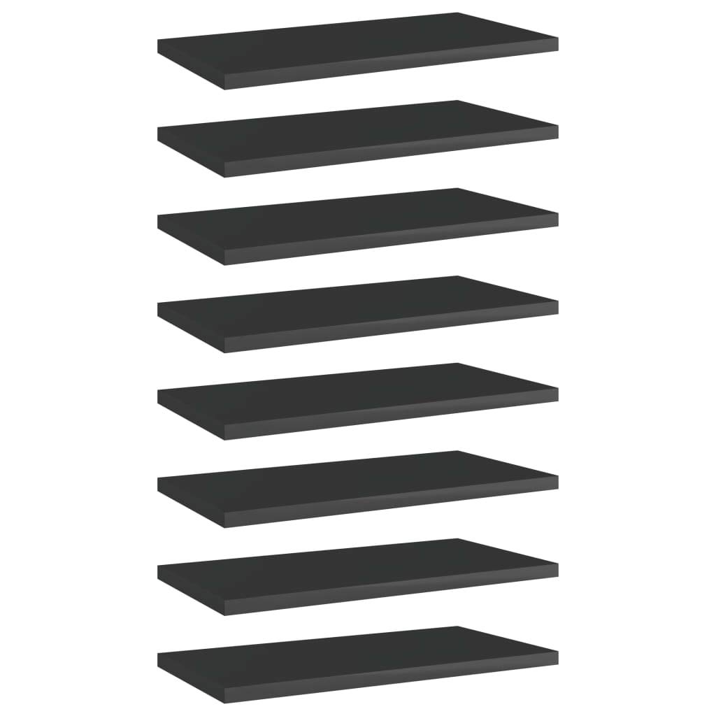 vidaXL 8-Pack High Gloss Black Bookshelf Boards - 15.7