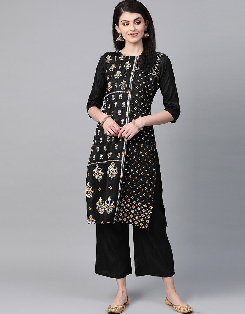 Elegant Black Poly Silk Palazzo Suit for Women - Comfortable & Stylish Wide Leg Pants Set - Perfect for Casual Wear, Office Outfits & Special Occasions