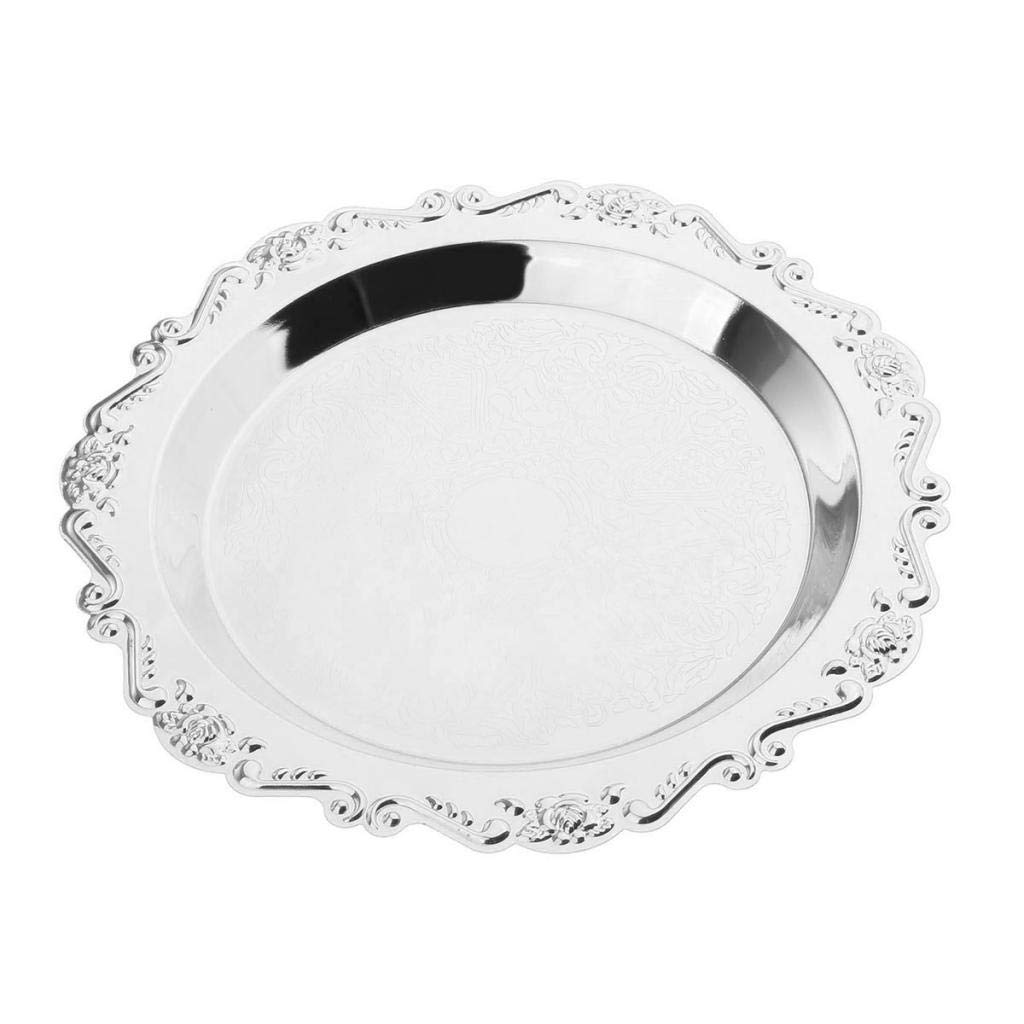 Silver Metal Dish - 20cm Round Pastry Plate for Baking & Serving