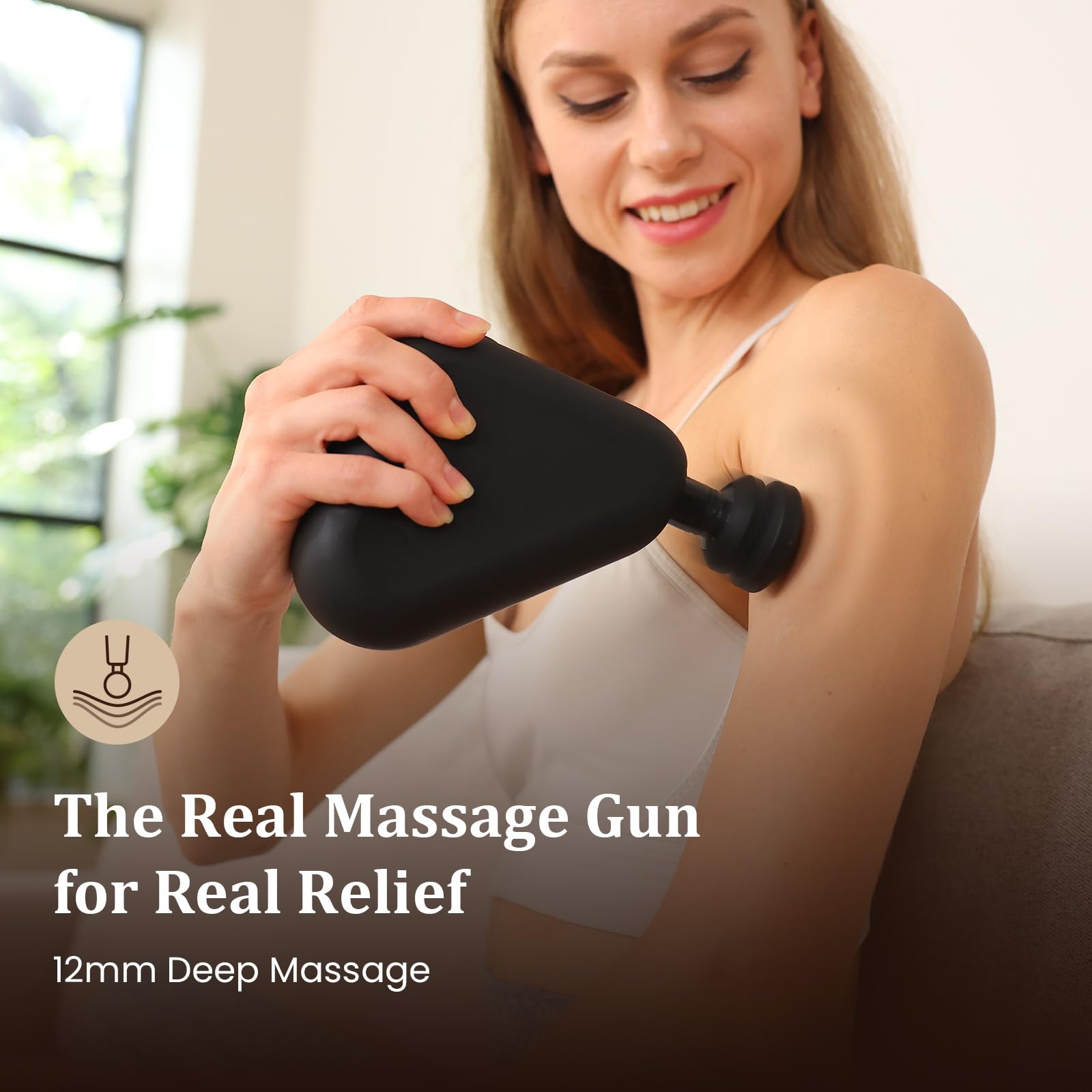 Bob and Brad Air 2 Massage Gun - Portable Deep Tissue Massager with 12MM Amplitude & USB-C Charging - Relieves Muscle Pain, Great Gift for Athletes, Office Workers & Travelers - Perfect for Post-Workout Recovery, Stress Relief & On-The-Go Relaxation