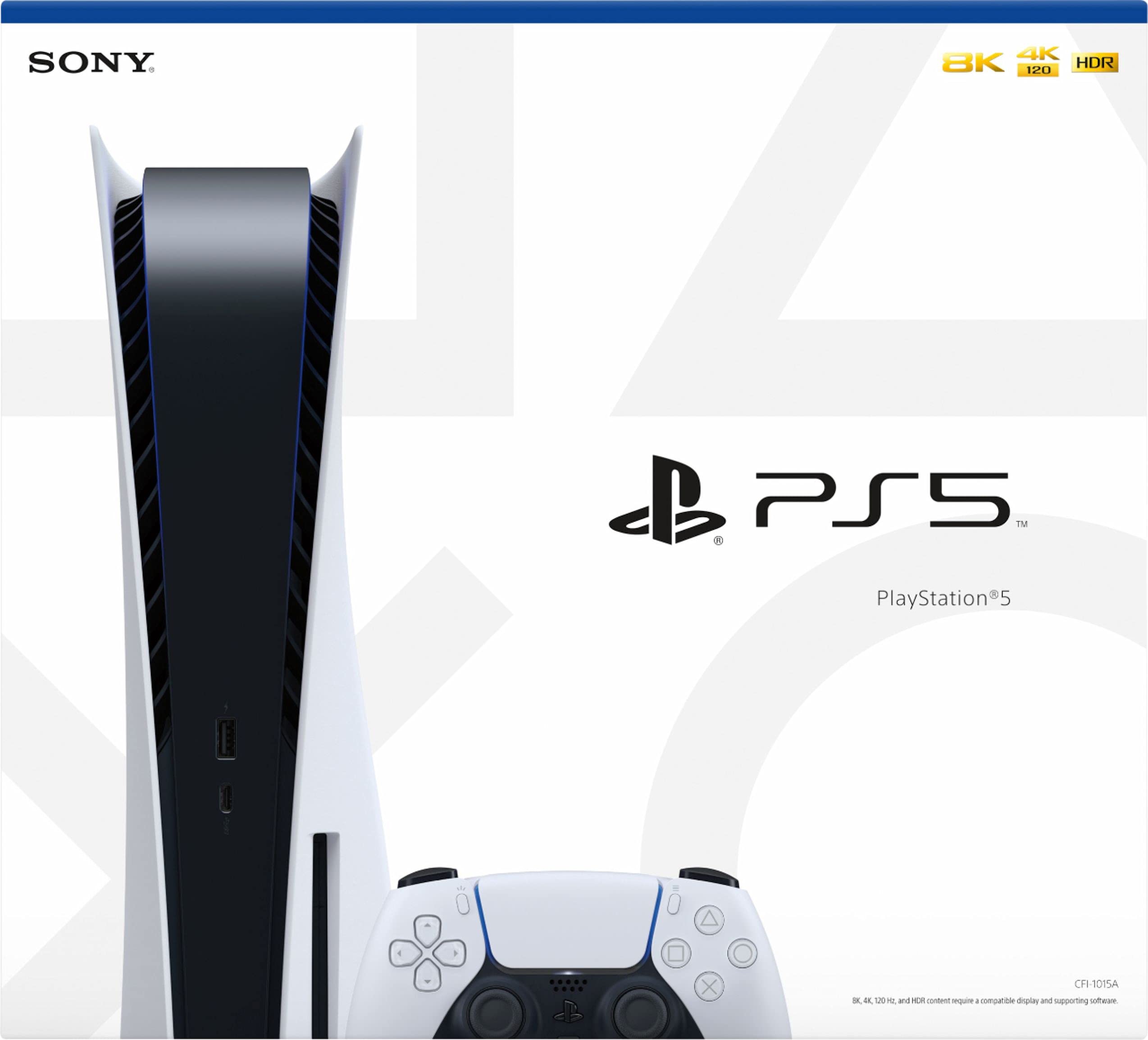 PlayStation 5 Disc Edition PS5 Console with Extra Controller - 4K UHD Gaming, 16GB GDDR6 RAM, 8K Output, WiFi 6, Ultra-Fast 825GB SSD - Renewed - Perfect for Home Entertainment & Next-Gen Gaming Experience
