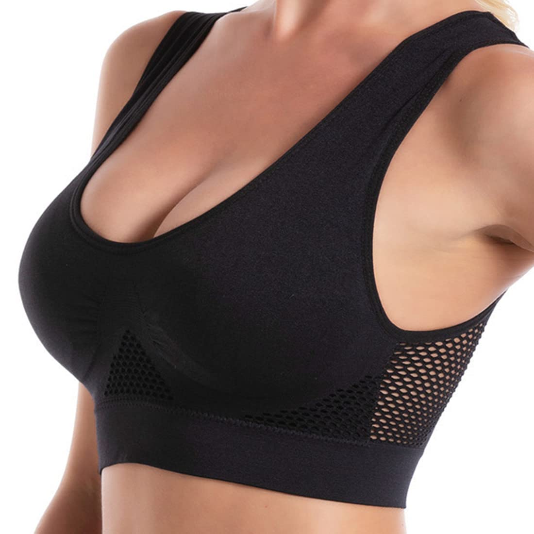 MQSHUHENMY Women's Seamless Air Permeable Cooling Comfort Bra - Breathable Cool Lift Up Sports Bra for Yoga, Running & Workout - Lightweight Support for Active Lifestyles