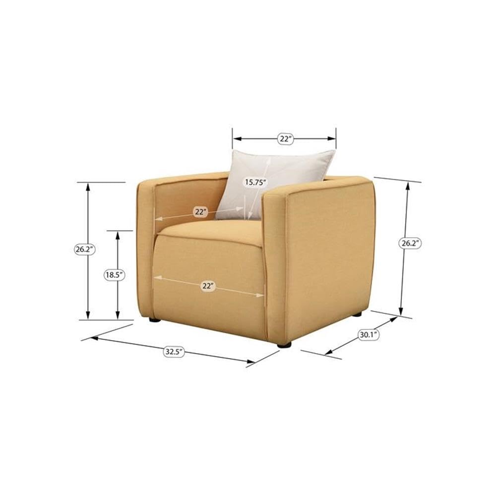 Furniture of America Charlie Modern Fabric Upholstered Accent Chair in Yellow - Stylish Mid-Century Lounge Chair for Living Room, Bedroom & Office Decor