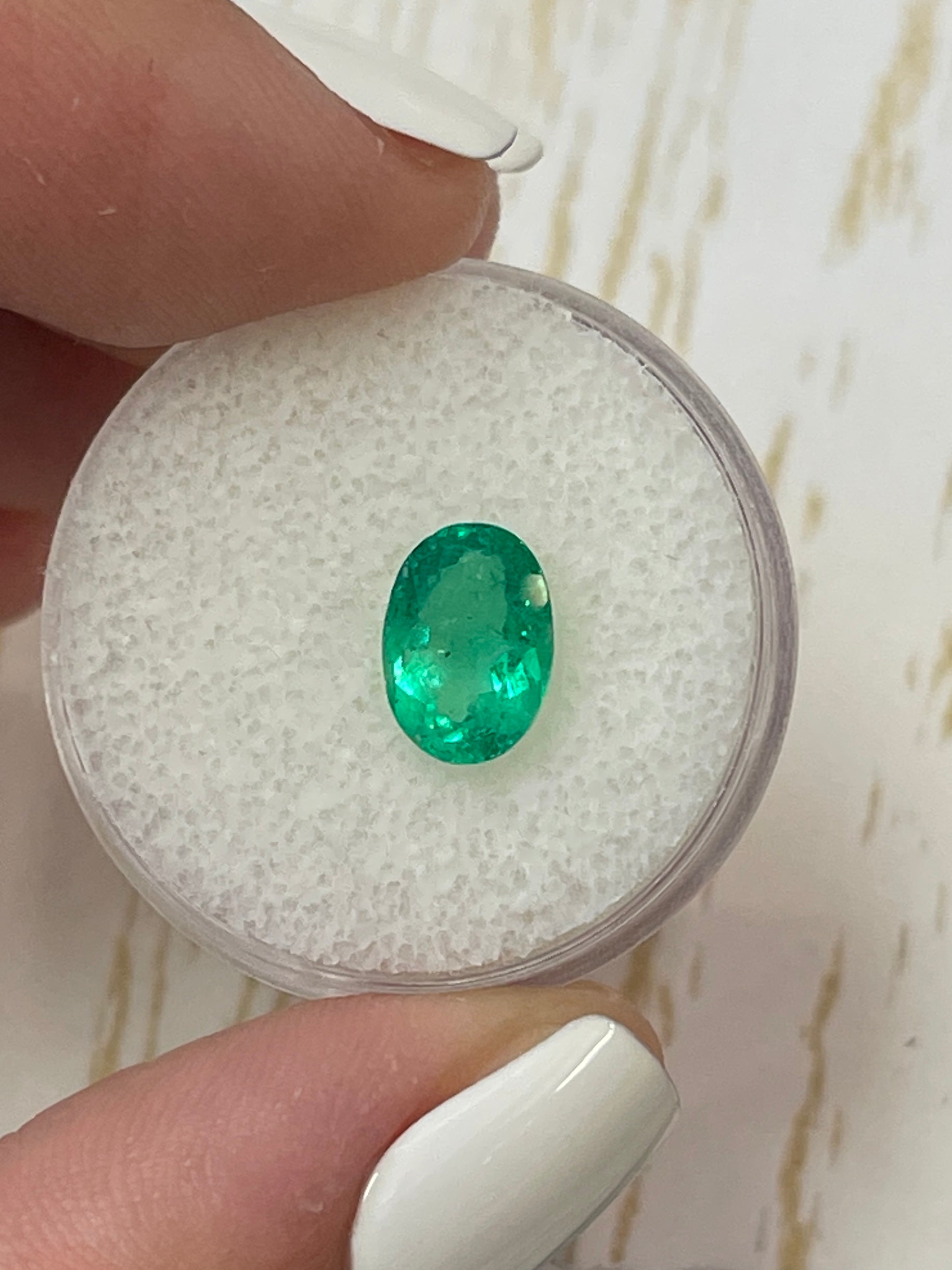 1.69 Carat 9x6mm Medium Yellowish Green Natural Loose Colombian Emerald Oval Cut Gemstone for Jewelry Making, Engagement Rings & Collector's Display