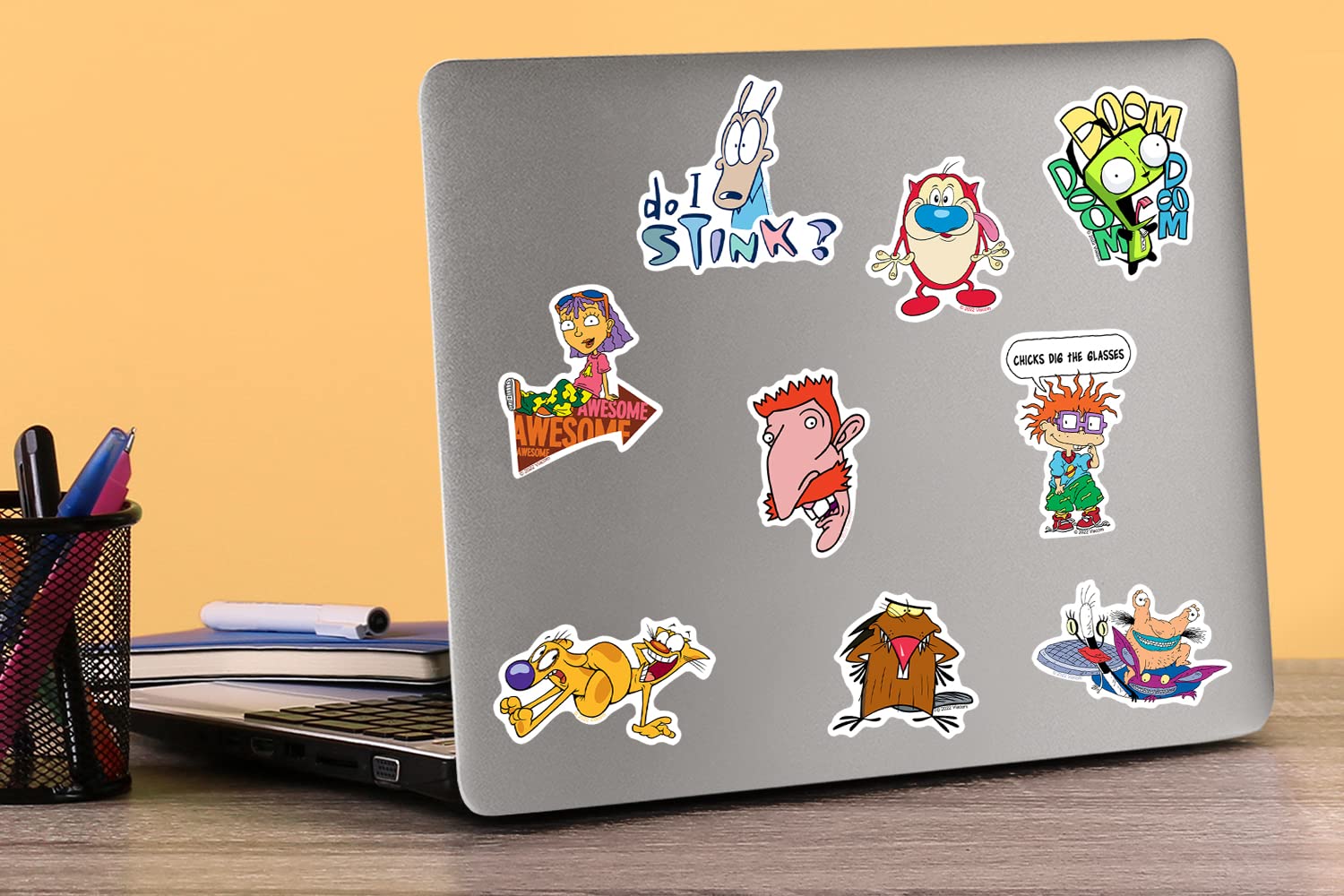 Nickelodeon 90's Nostalgic Sticker Pack - 50 Large Die-Cut Vinyl Stickers for Laptop, Water Bottle, Scrapbooking, Tablet & Skateboard - Indoor & Outdoor Decoration - Perfect for DIY Crafts, School Supplies & Gift Giving
