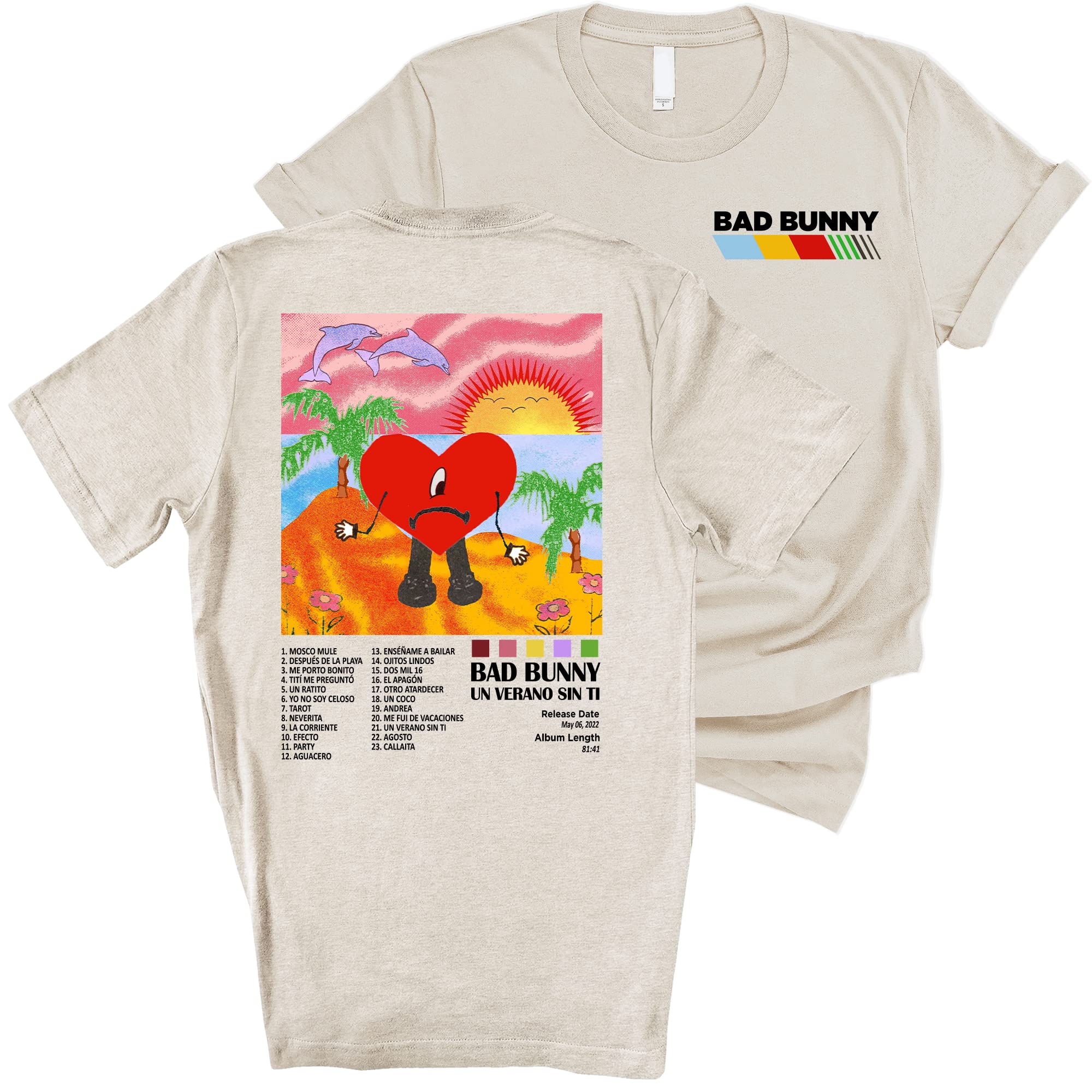 Bad Bunny Un Verano Sin Ti Album T-Shirt - Double Sided YHLQMDLG Graphic Tee for Fans | Concert Merch, Streetwear & Latin Music Fashion