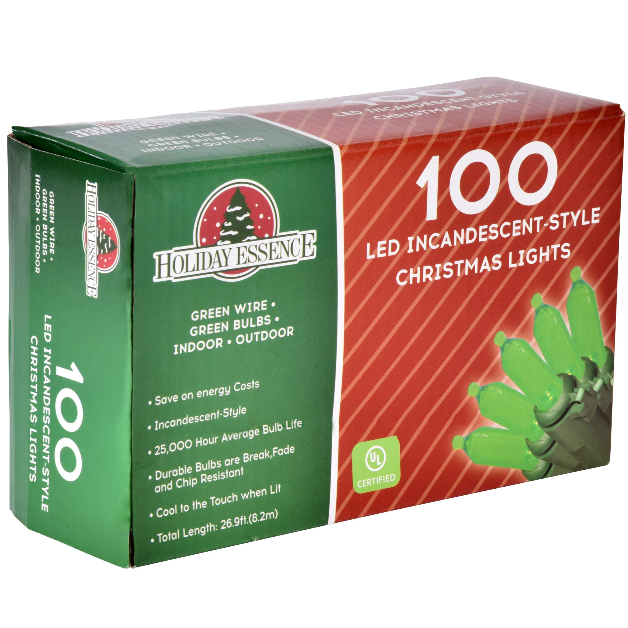 100 LED Green St Patrick's Day Christmas String Lights - 26.9 Ft Waterproof Outdoor/Indoor Fairy Lights for Patio, Tree, Garden, Party & Holiday Decorations - UL Certified - Perfect for St. Patrick's Day, Christmas, Weddings & Home Decor