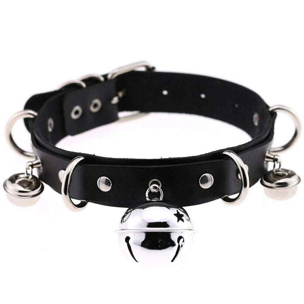 Women's PU Leather Choker Necklace - Adjustable Buckle Gothic Bell Collar for Fashion, Cosplay & BDSM Accessories