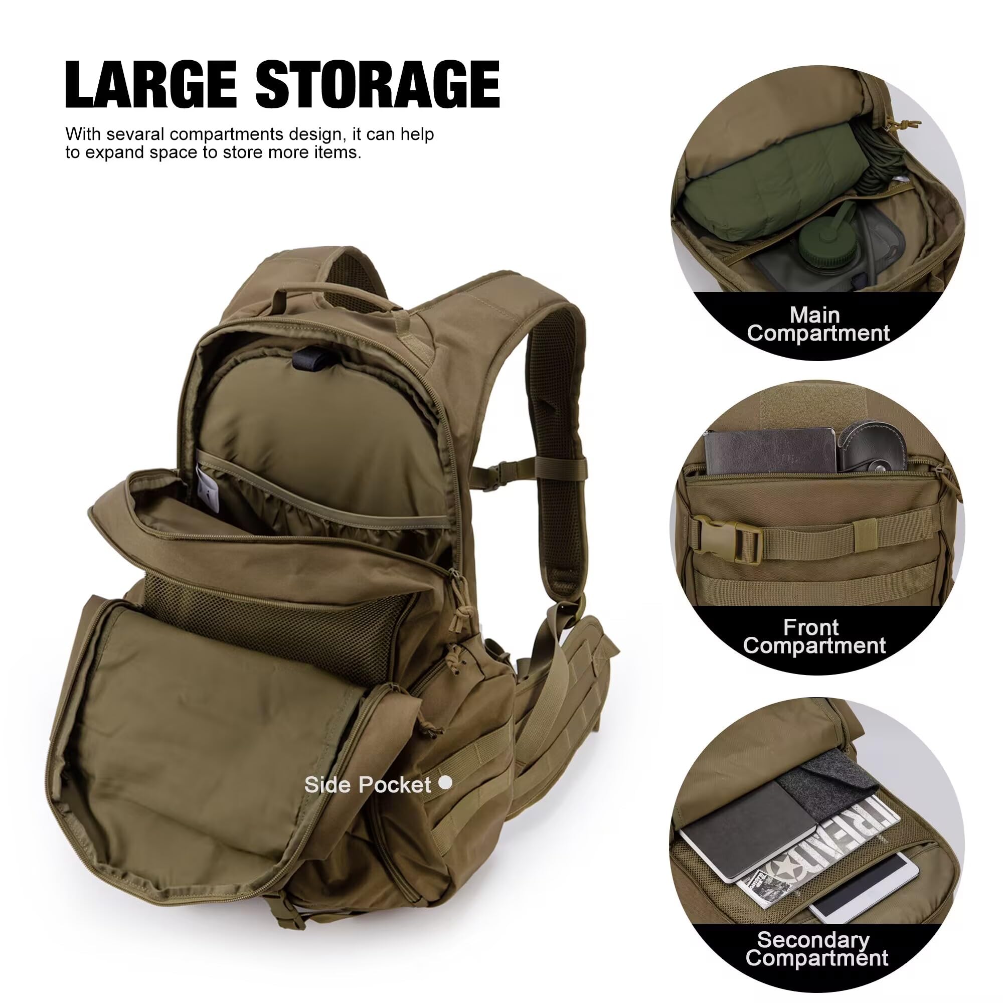 Mardingtop 28L Tactical Backpack for Men - Military Molle Hiking Backpack with EDC Design for Camping, Trekking & Travel | Durable Outdoor Gear for Adventure, Work & Daily Commute