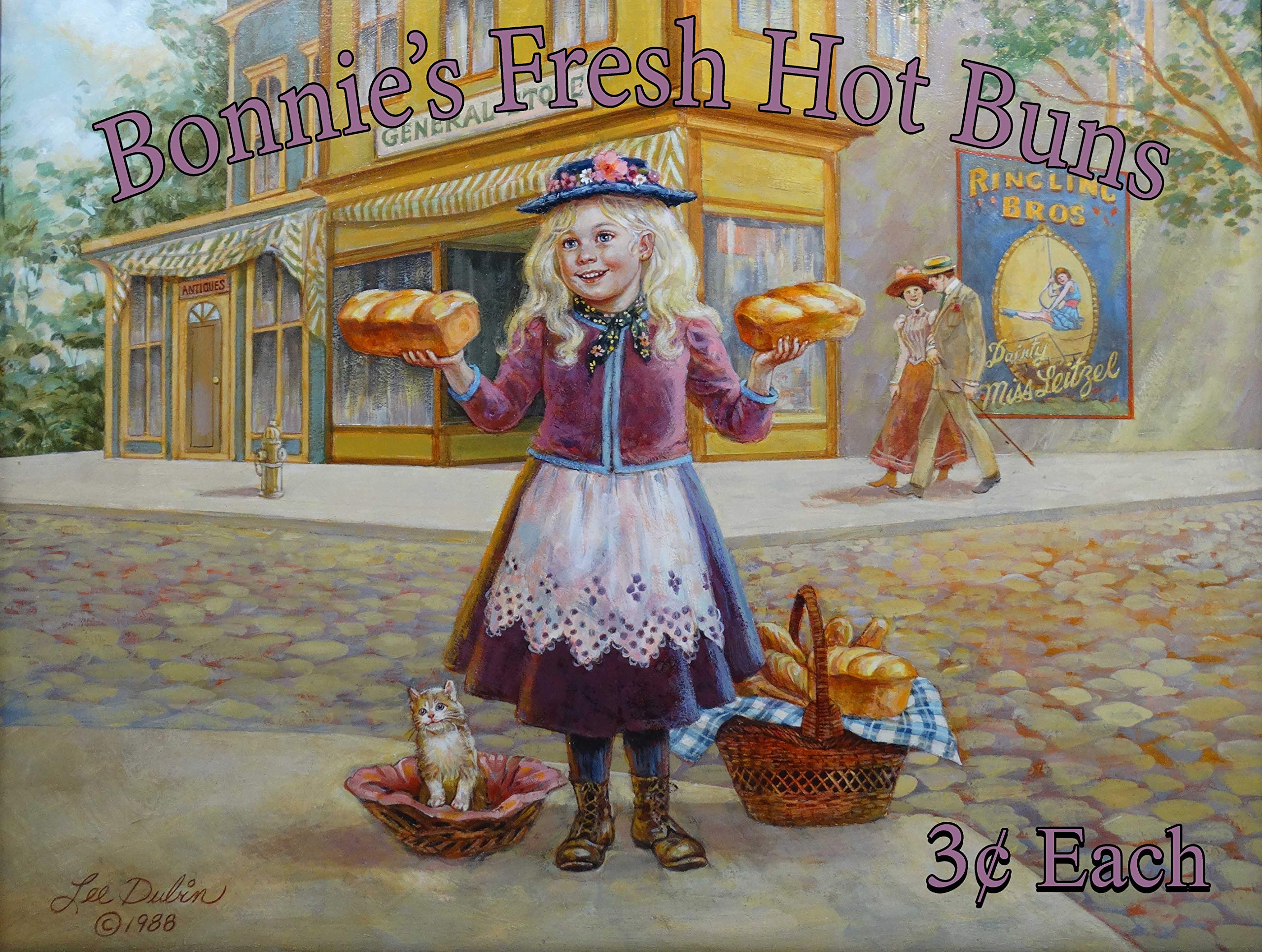 Bonnie's Fresh Hot Buns Bakery - Artisan Baked Bread & Pastries | Vintage Metal Sign by Lee Dubin | Perfect for Kitchen Decor, Cafe Wall Art & Retro Diner Style