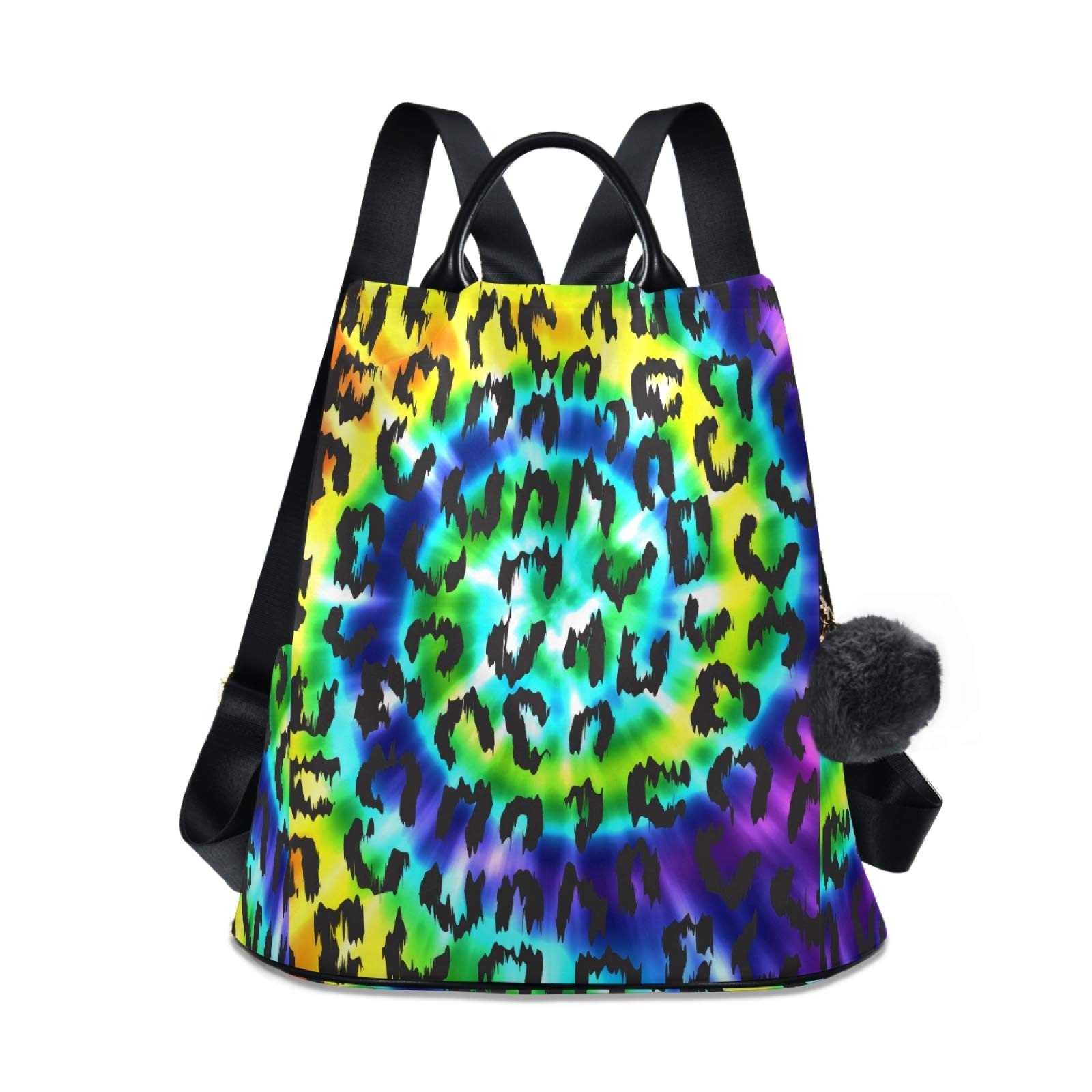 ALAZA Leopard Print Tie Dye Cheetah Rainbow Spiral Backpack Purse for Women - Anti Theft Fashion Shoulder Bag - Perfect for Travel, School & Daily Use