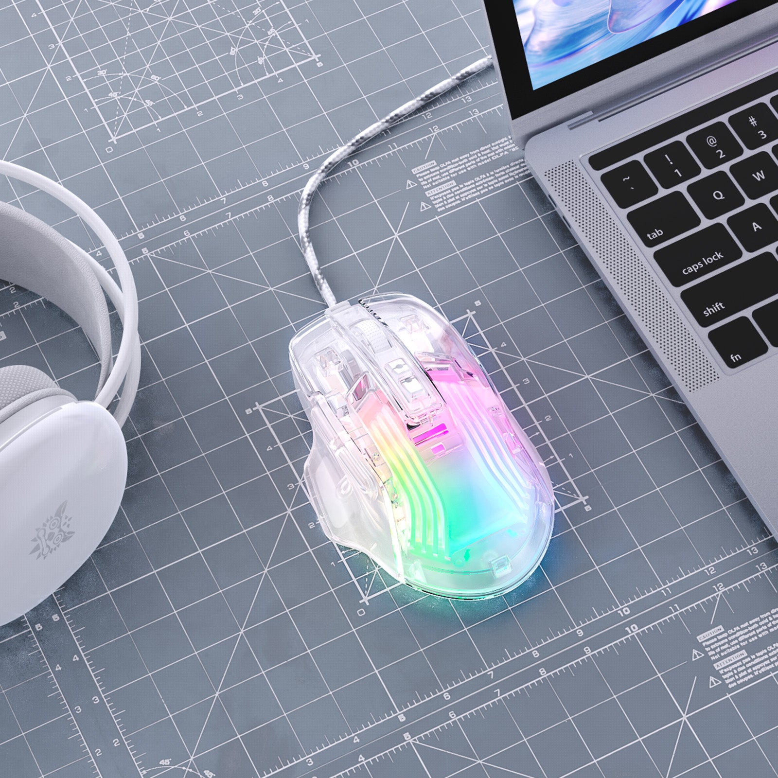ONIKUMA CW923 RGB Wired Gaming Mouse - 12800 DPI High Precision Esports Mouse for PC & Laptop - Transparent Body Design - Perfect for FPS, MOBA & MMO Gaming